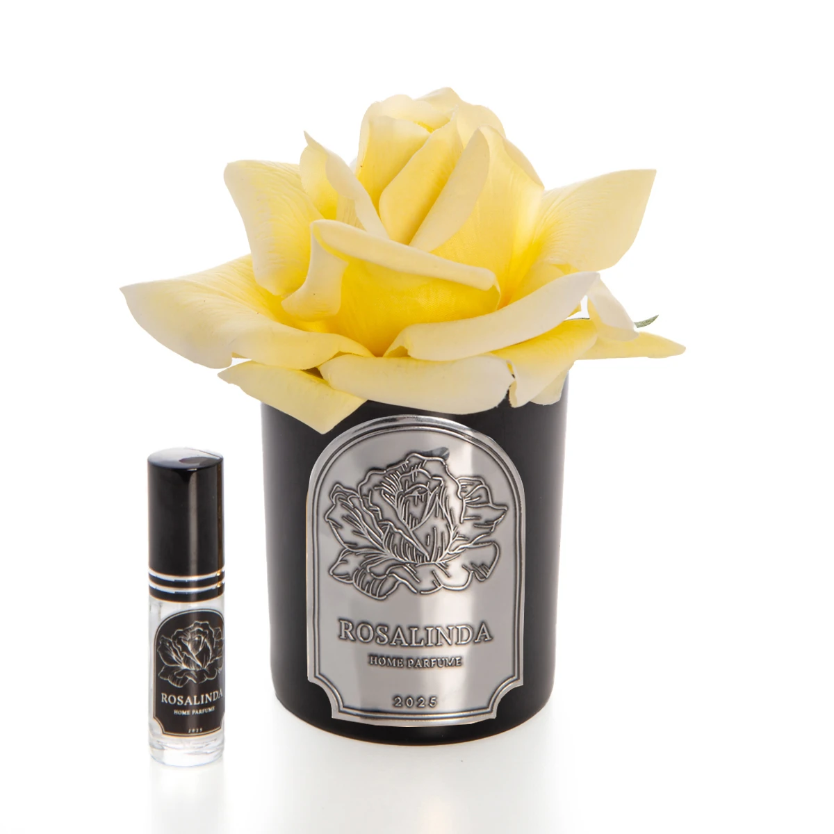 ROSALİNDA SİYAH CAM SILVER TEK GÜL - Sarı