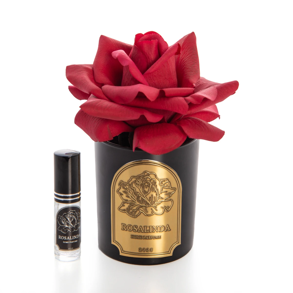 ROSALINDA SİYAH CAM GOLD TEK GÜL - Kırmızı