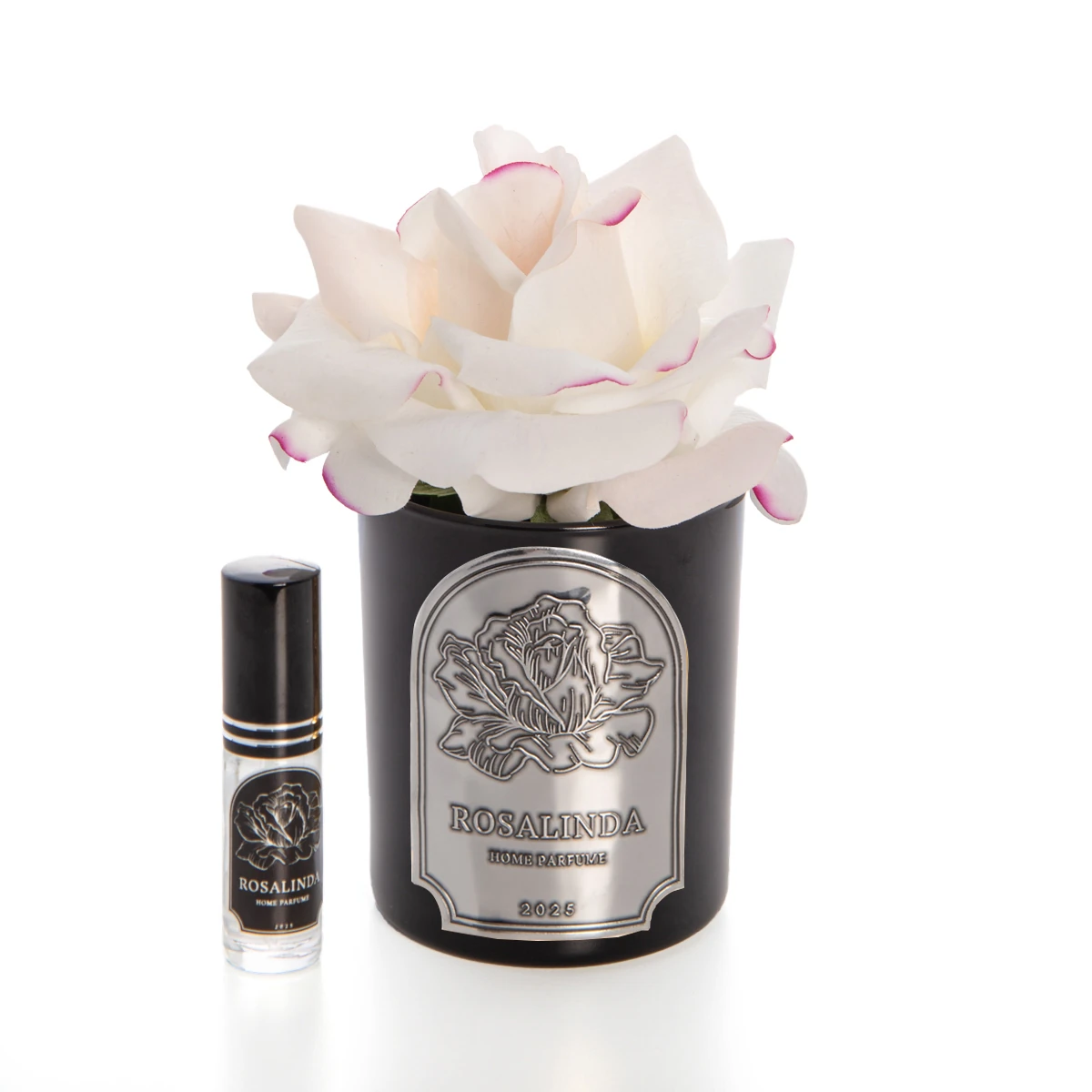 ROSALİNDA SİYAH CAM SILVER TEK GÜL - Allıklı