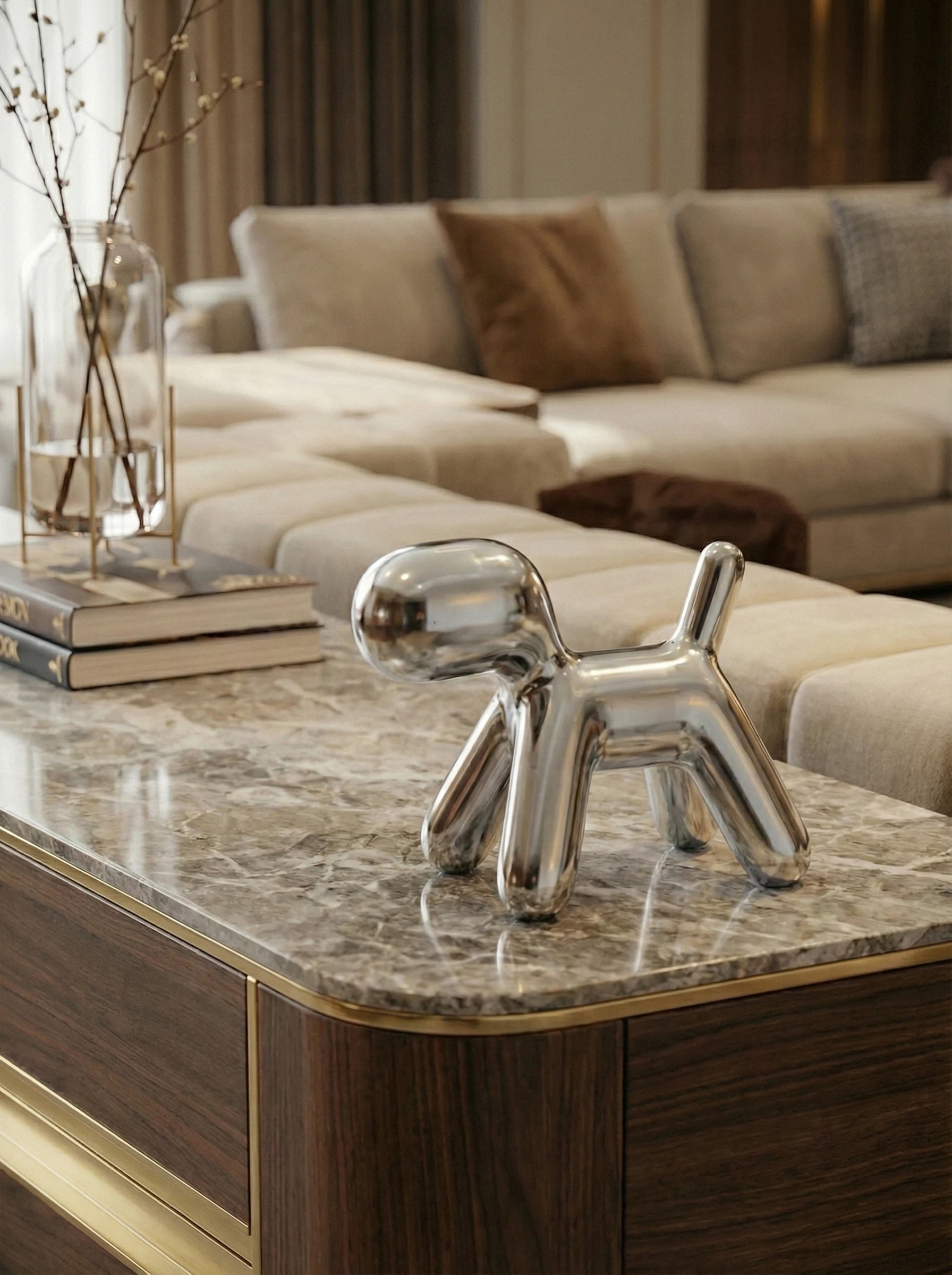 Modern Köpek Küçük (Krom)