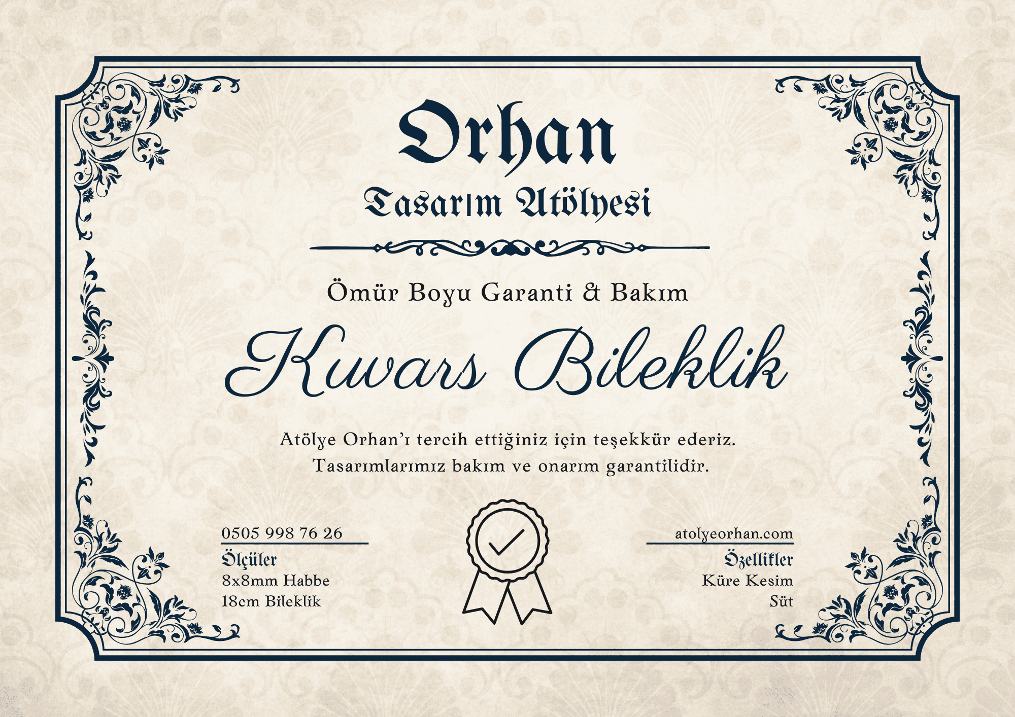 Süt Kuvars Bileklik H&L Model