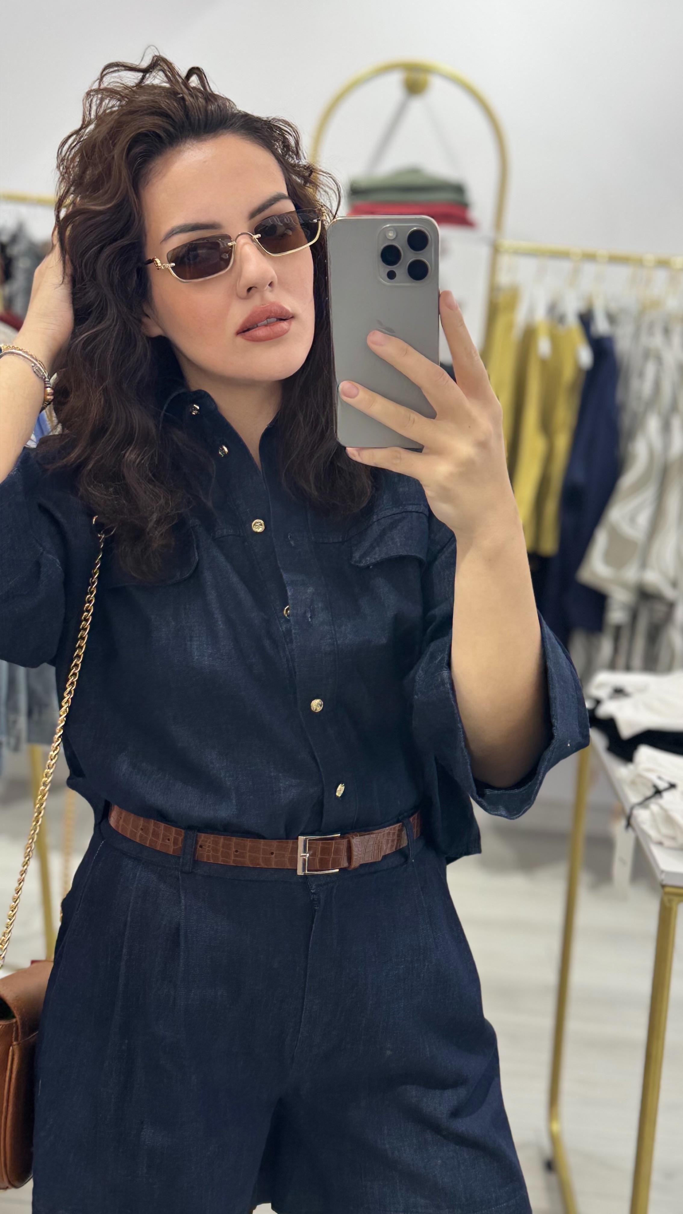 denim beli kemerli takım