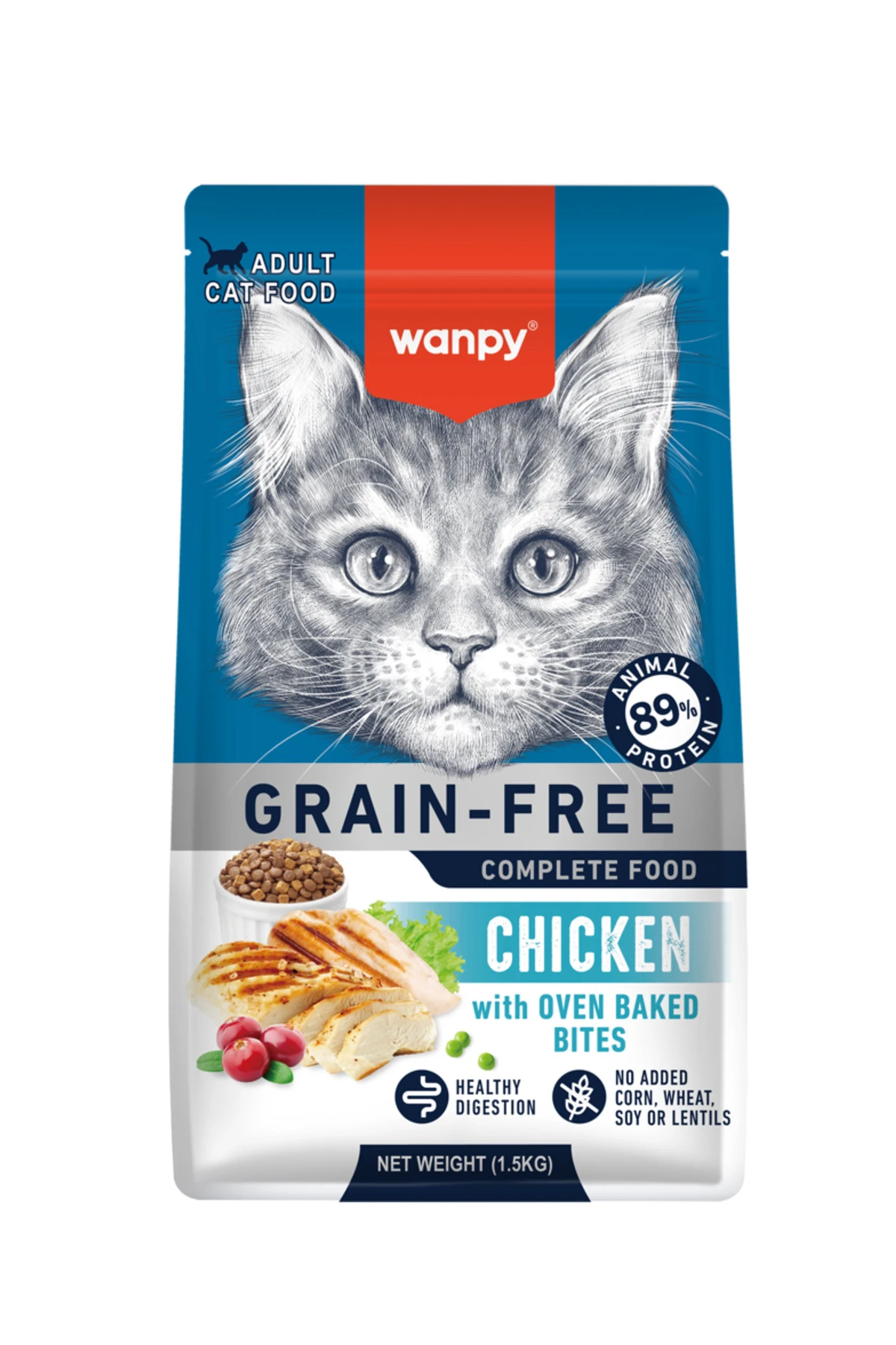 Tahılsız Süper Premium %89 Hayvansal Protein İçerikli Tavuklu 1.5 Kg Kedi Maması