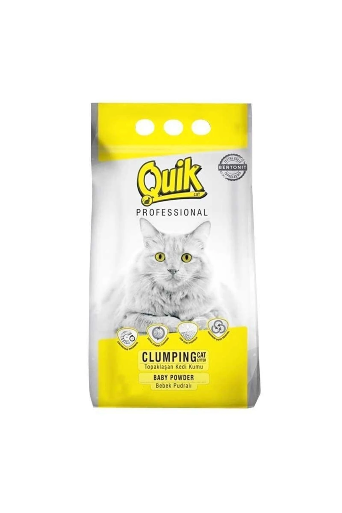 Bentonit Pudra Kokulu Ince Taneli Kedi Kumu 5 Lt Topaklaşan