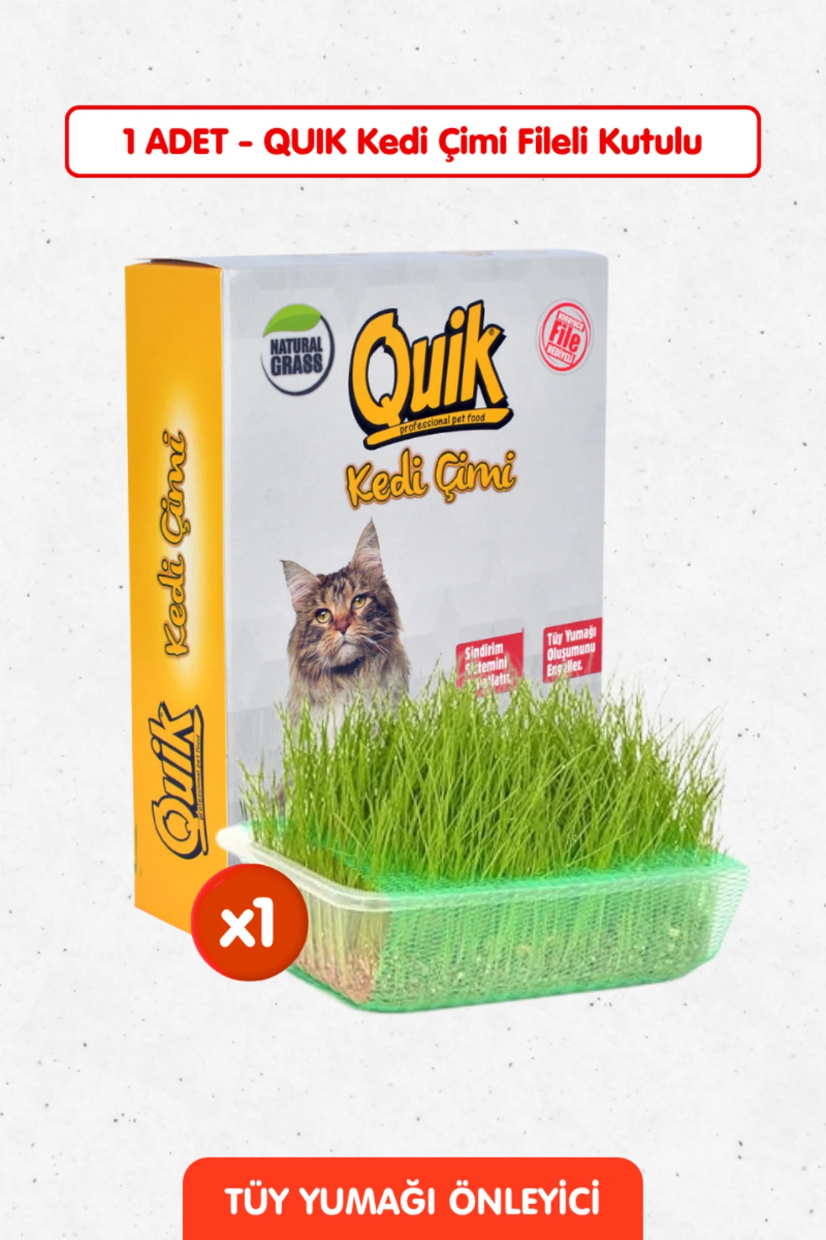 Doğal Kedi Çimi Fileli ve Kutulu Tüy Yumağı Önleyici