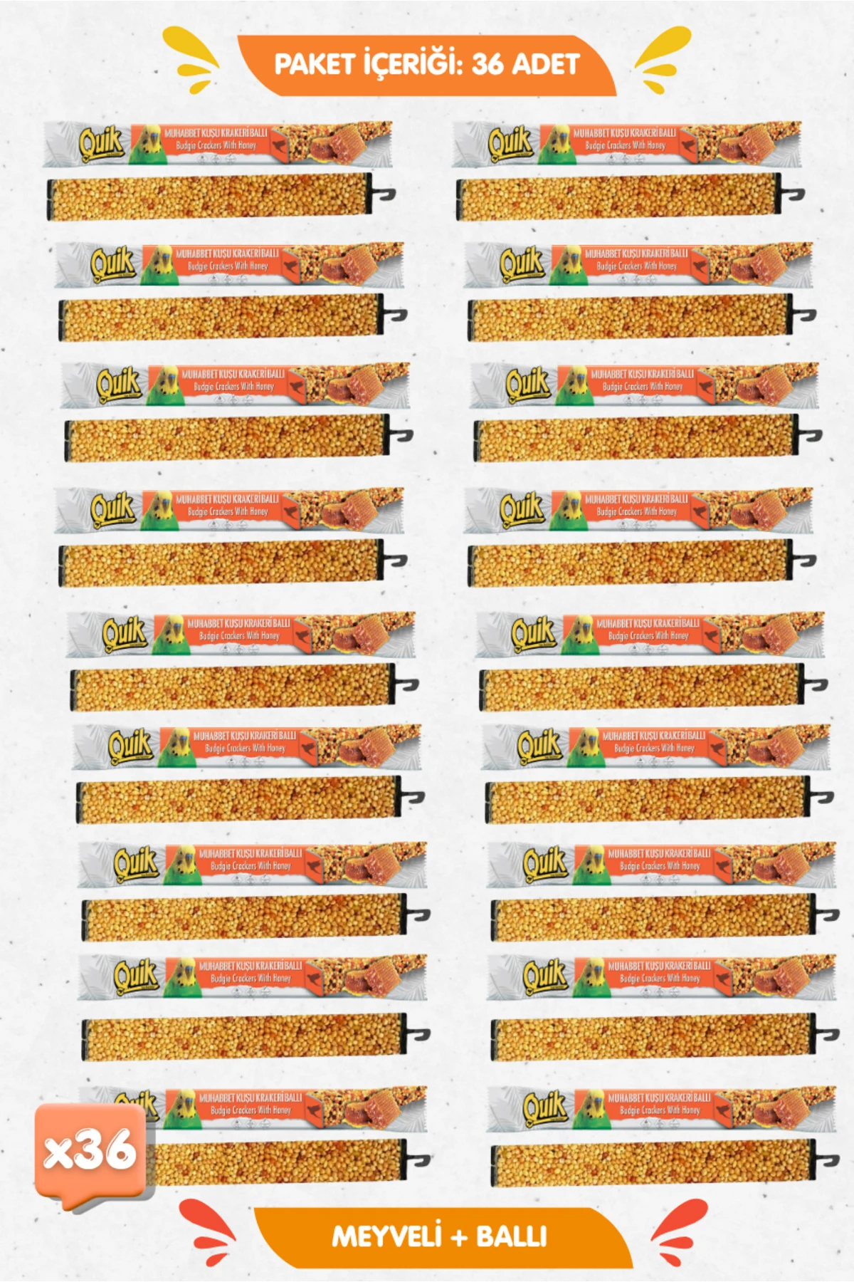 36lı Set - Premium Muhabbet Krakeri 18 Ballı + 18 Meyveli 36lı Kutulu