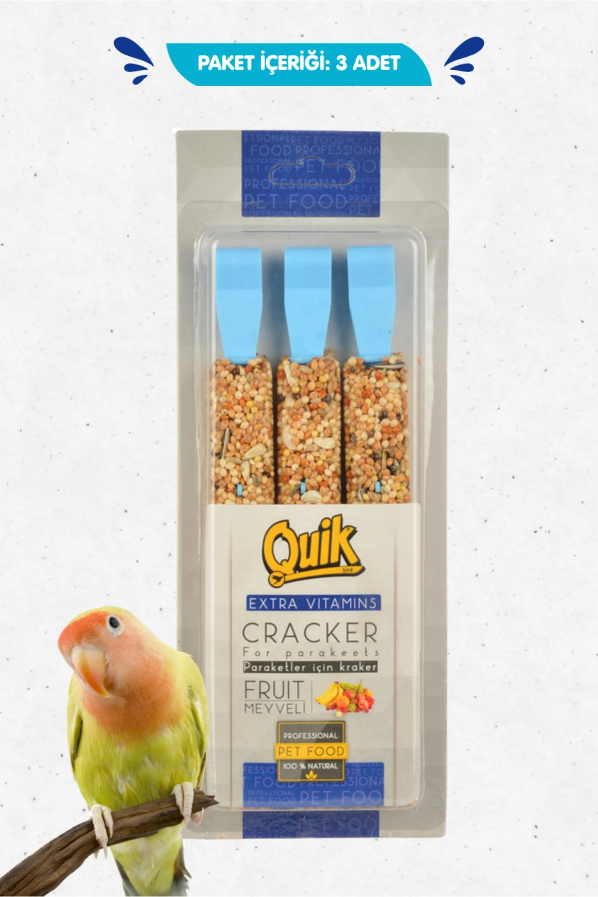 Premium Paraket Krakeri 3'lü Meyveli Vitaminli