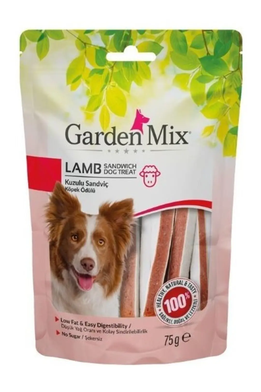 Garden Mix Kuzulu Sandviç Düşük Yağlı Şekersiz Köpek Ödül Maması 75 gr
