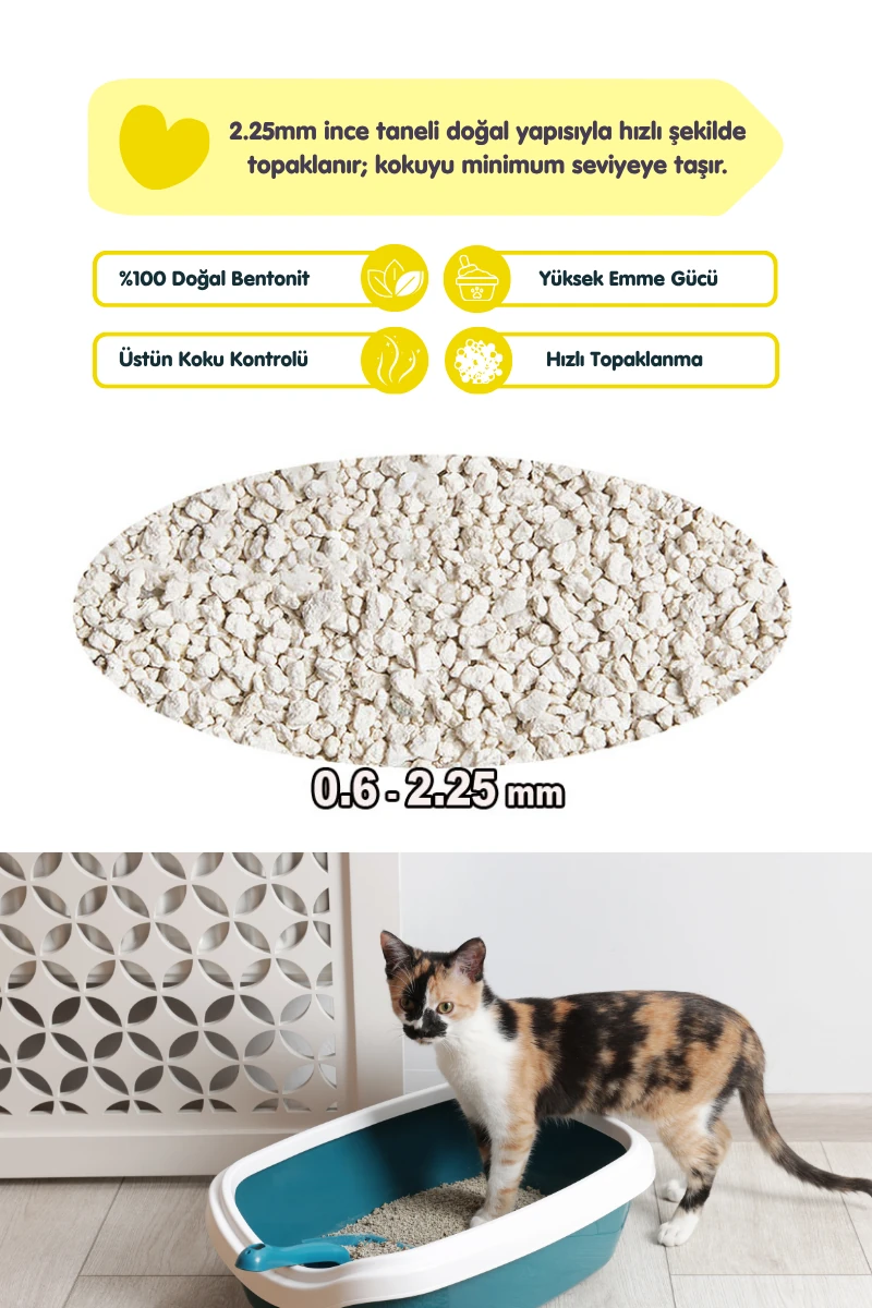 2 Adet 5LT Bebek Pudralı Bentonit Topaklaşan Kokusuz Kedi Kumu 5LT x 2 Adet