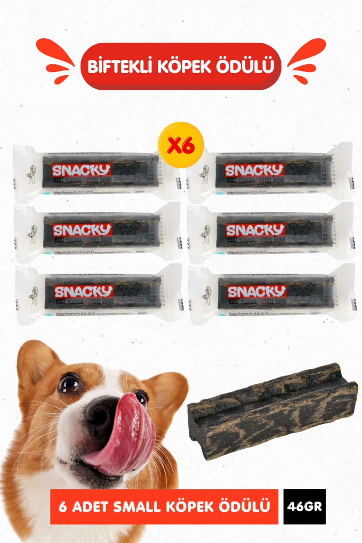 6 Adet %100 Doğal Biftekli Sığır Etli Köpek Eğitim Ödülü - 6 x 46gr