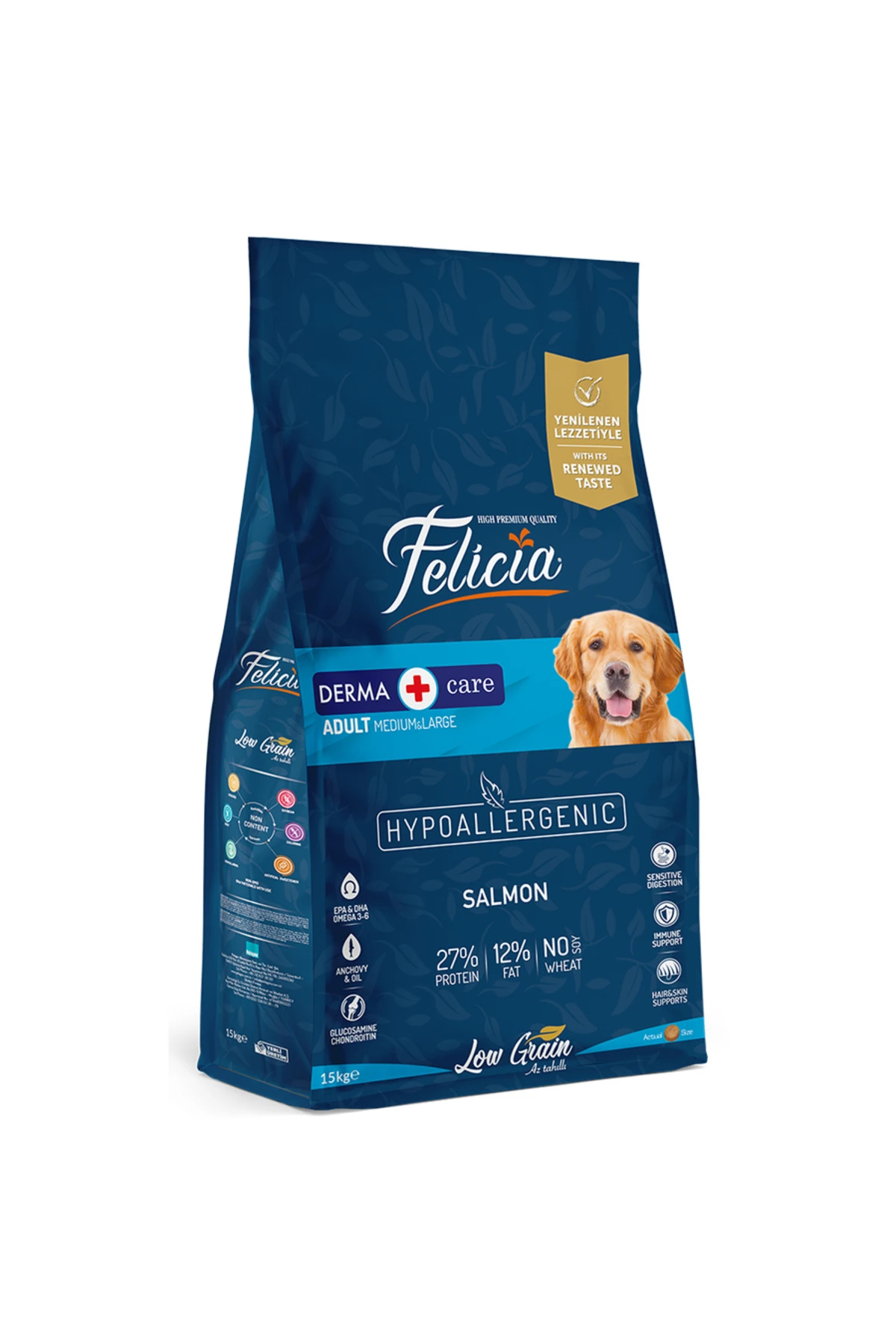 15 Kg Yetişkin Somonlu M/Large Az Tahıllı Breed HypoAllergenic Köpek Maması