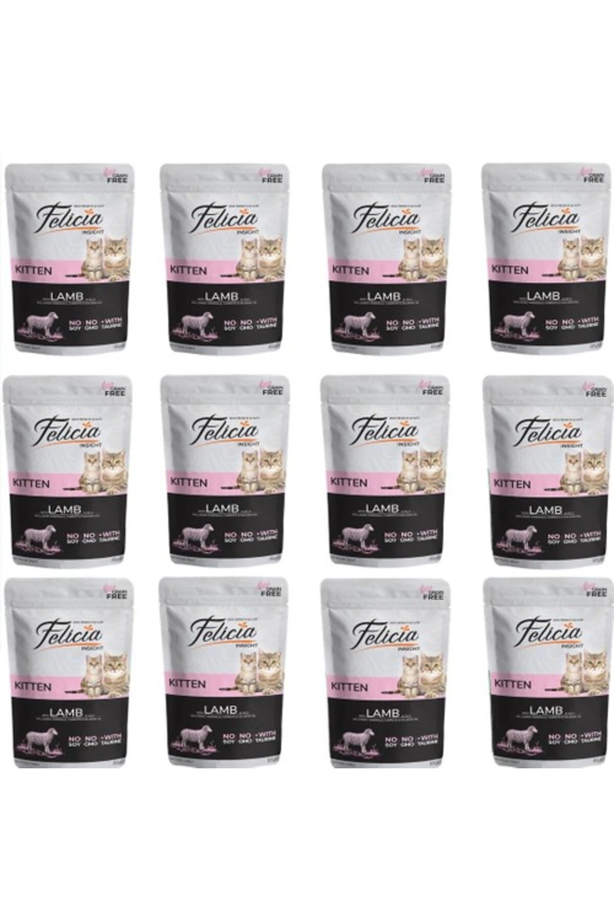 Tahılsız 85 gr Pouch Yavru Kuzu Etli Yaş Kedi Maması 12 Adet