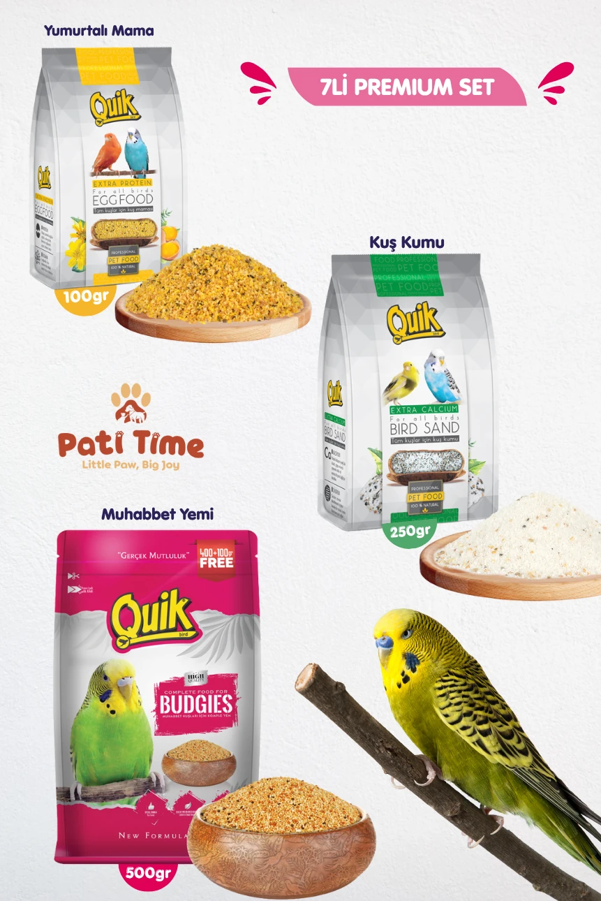 8li Set - Muhabbet Kuşu Besin Vitamin Başlangıç Seti - Kraker Multivitamin Muhabbet Yemi Dal Darı