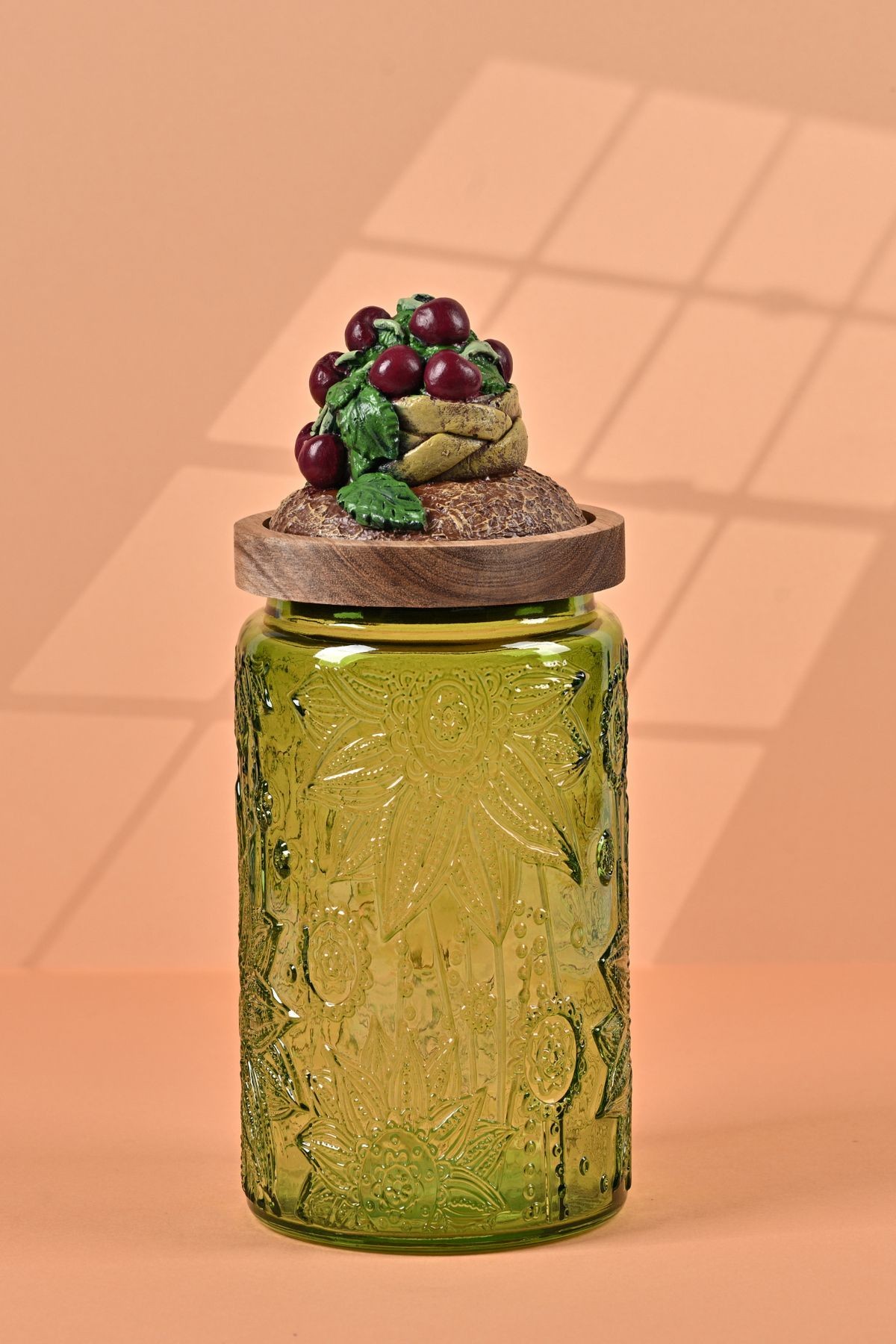 El Yapımı Özel Tasarım Kavanoz & Vişne 1000 ml