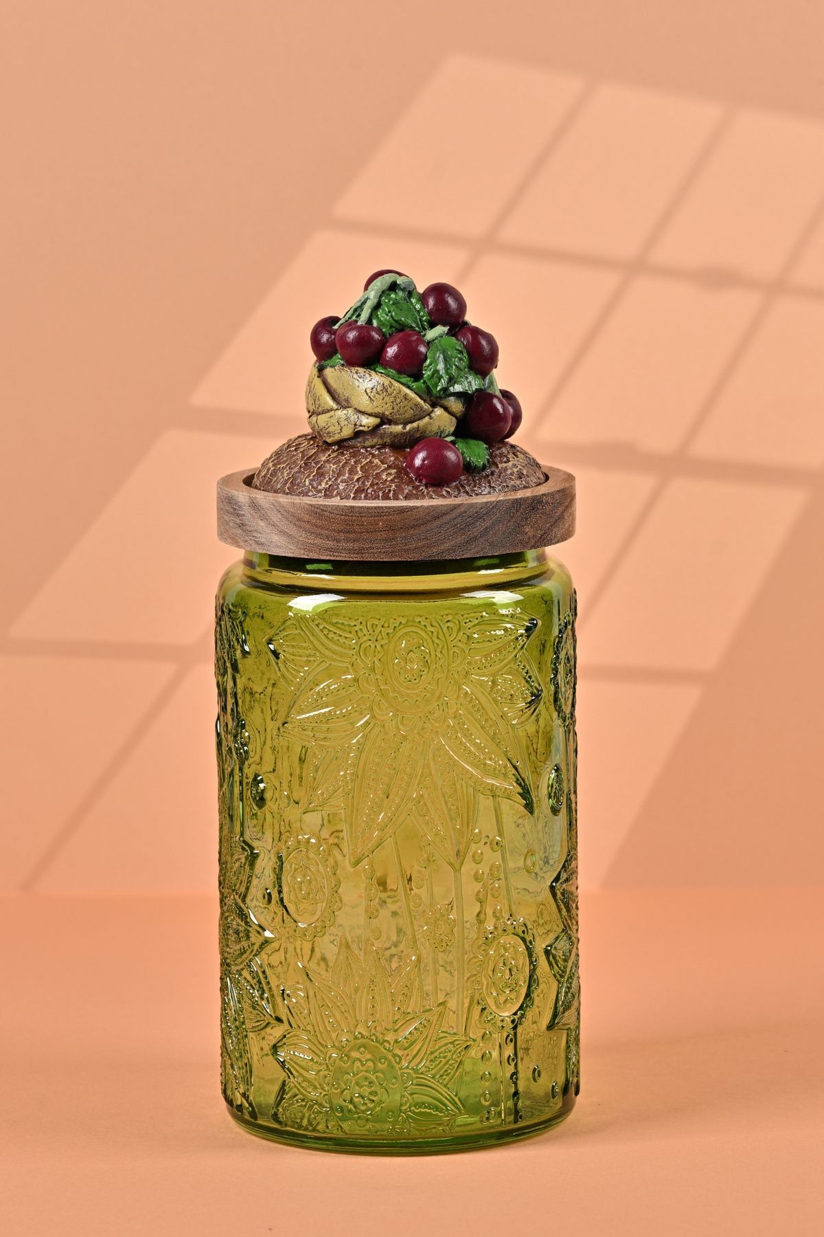 El Yapımı Özel Tasarım Kavanoz & Vişne 1000 ml