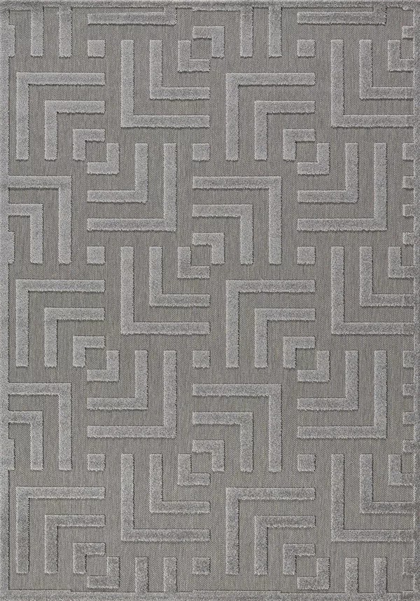 Şölen Halı Grace 65021-265 Modern Kabartmalı Geometrik Desenli Dekoratif Makine Halısı - Gri