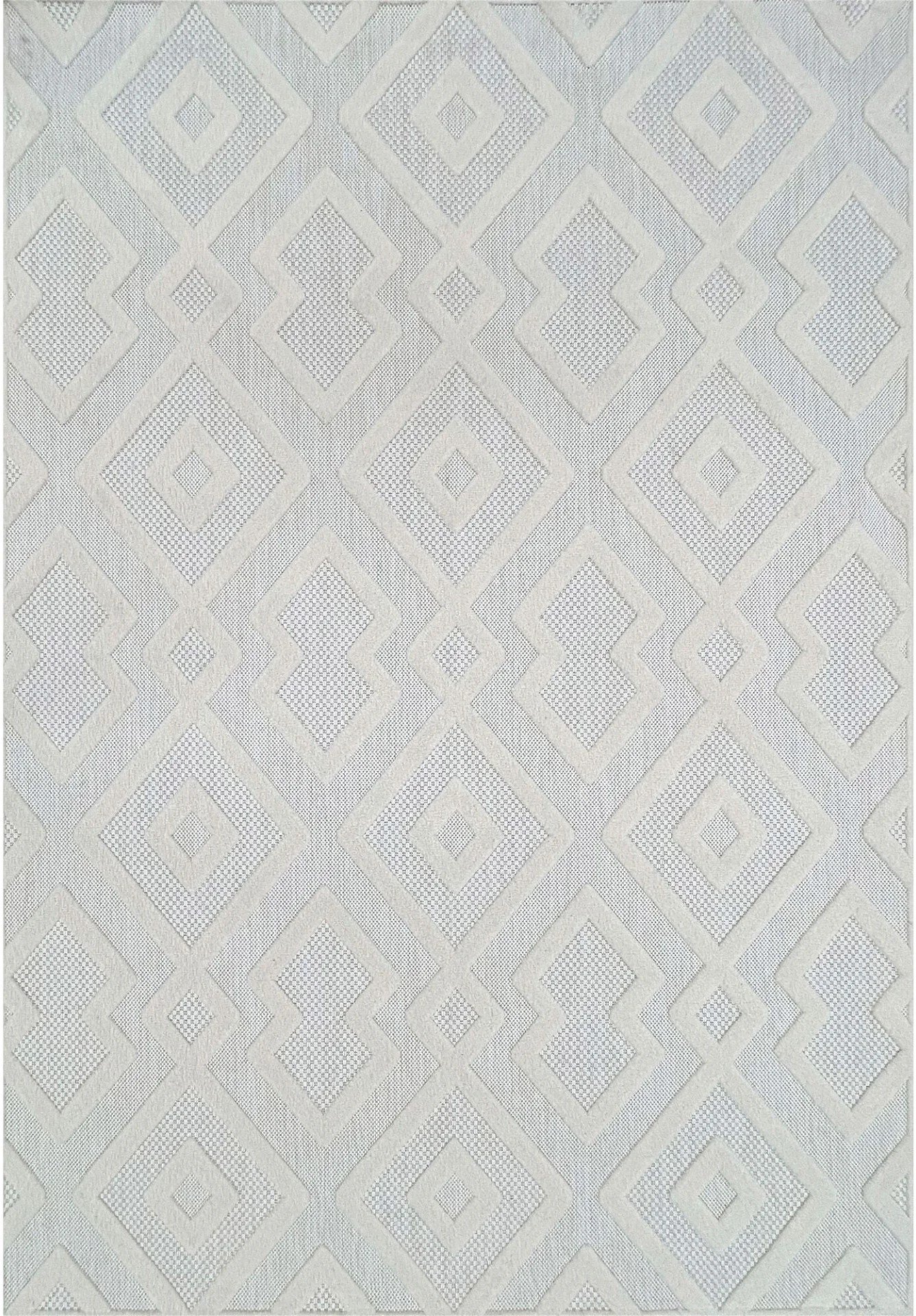 Şölen Halı Grace 65021-260 Modern Kabartmalı Geometrik Desenli Dekoratif Makine Halısı - Krem