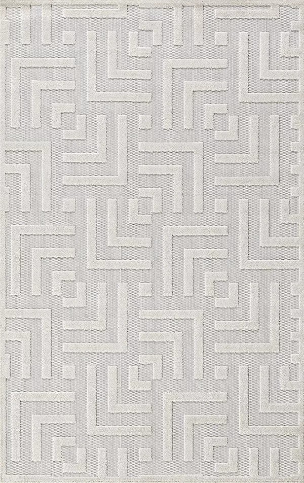 Şölen Halı Grace 65021-265 Modern Kabartmalı Geometrik Desenli Dekoratif Makine Halısı - Krem