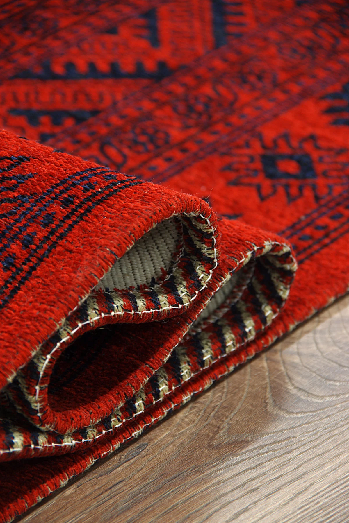 Buhari BH 104 Red Afgan Yağcıbedir Desenli İnce Dokuma Halı