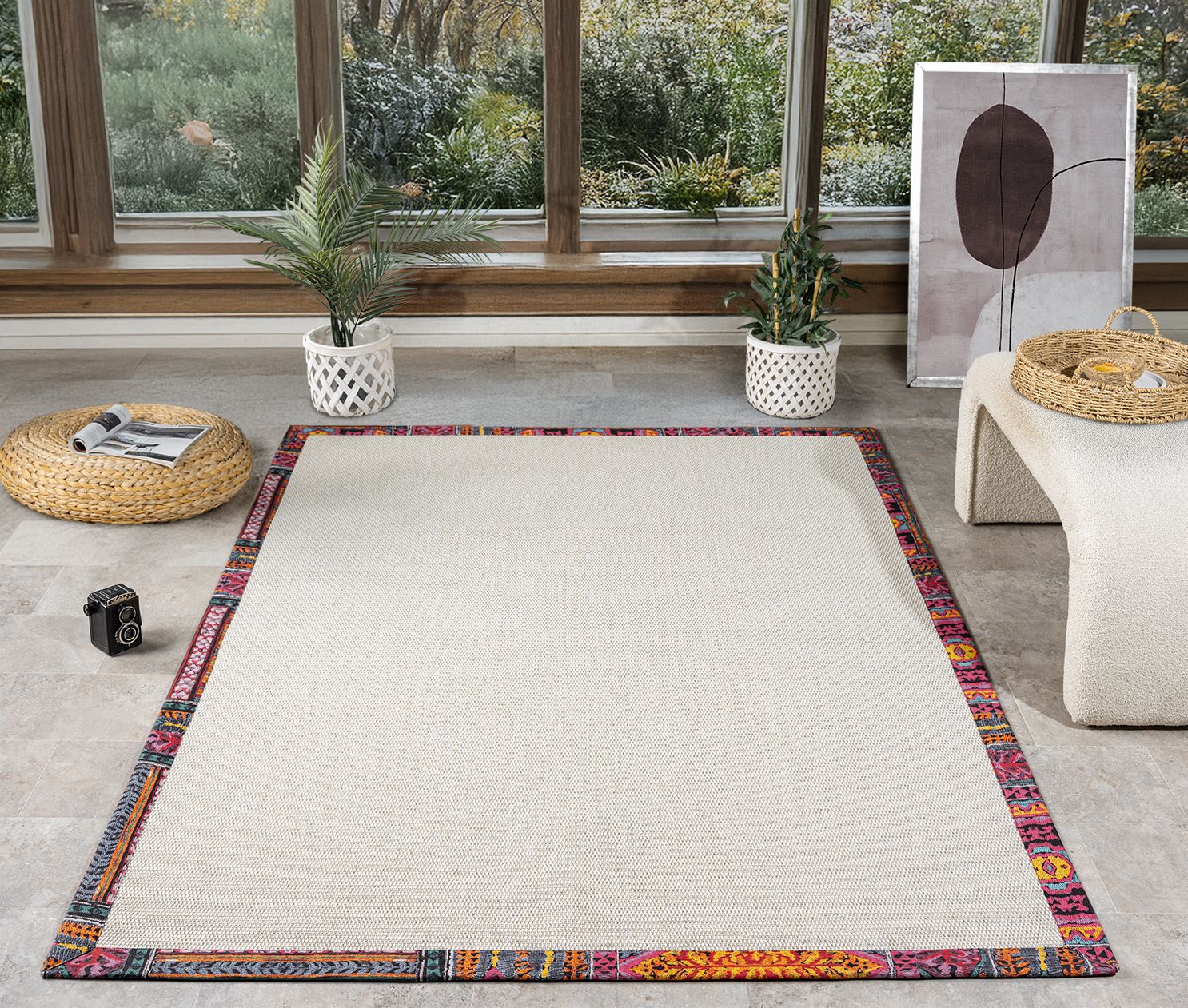 Bombay 664 Krem Sisal / Multi Bordür