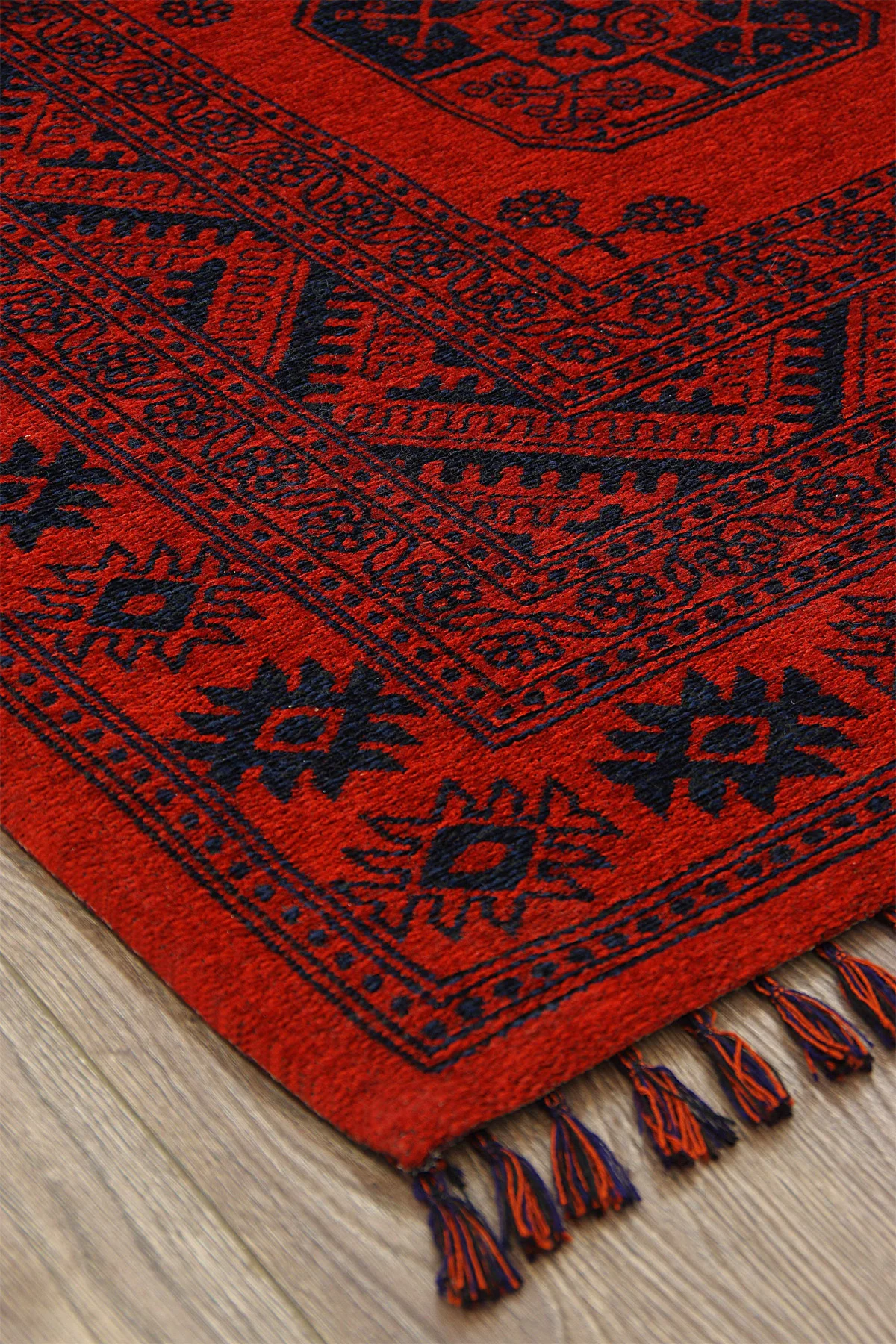 Buhari BH 104 Red Afgan Yağcıbedir Desenli İnce Dokuma Halı