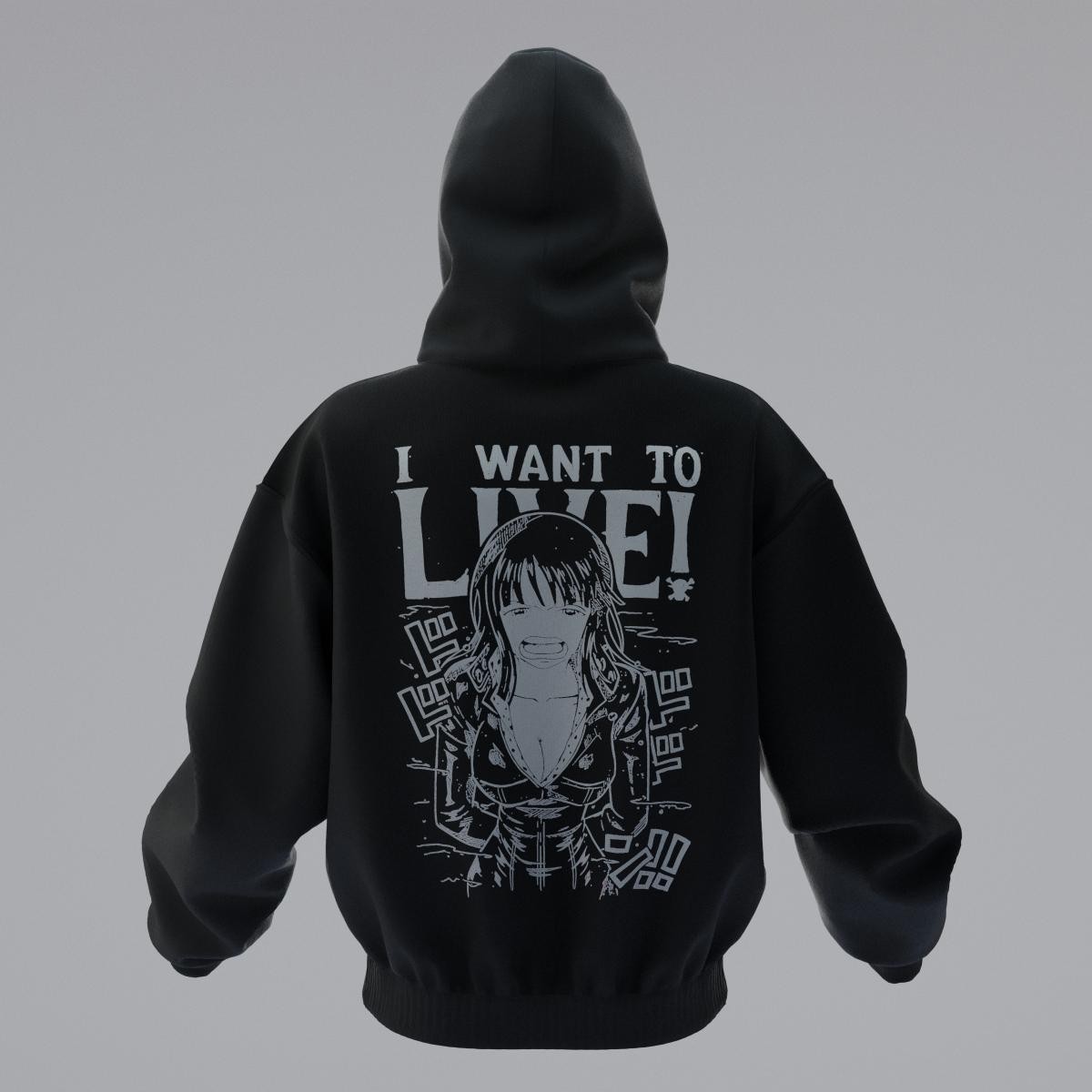 ONE PIECE ROBIN I WANT TO LIVE Oversize Unisex Hoodie
