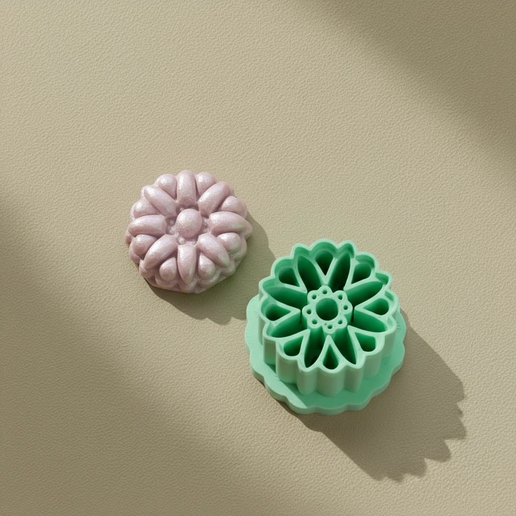 Nokta Detaylı Çiçek Motifli Form