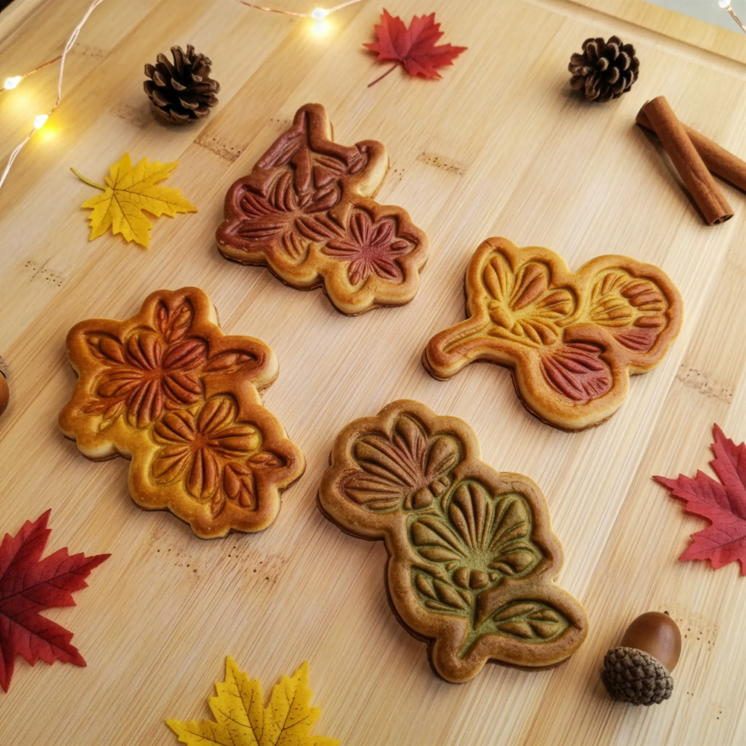 Sonbahar Çiçek Desenli Kurabiye Kalıp Seti (4 Parça 8-9 cm)