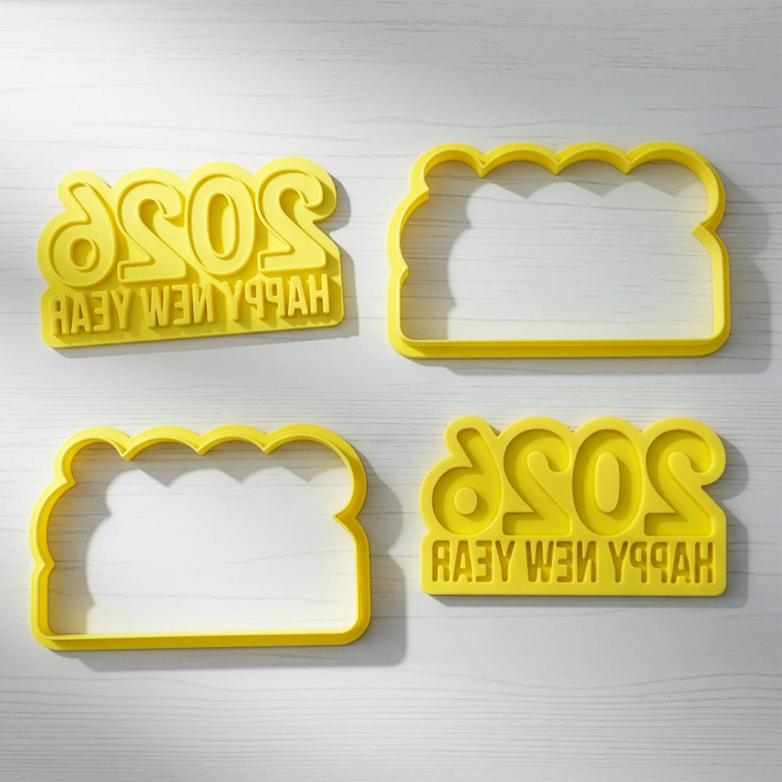 2026 Happy New Year Kurabiye Kalıp Seti (2 Parça 8 cm) 