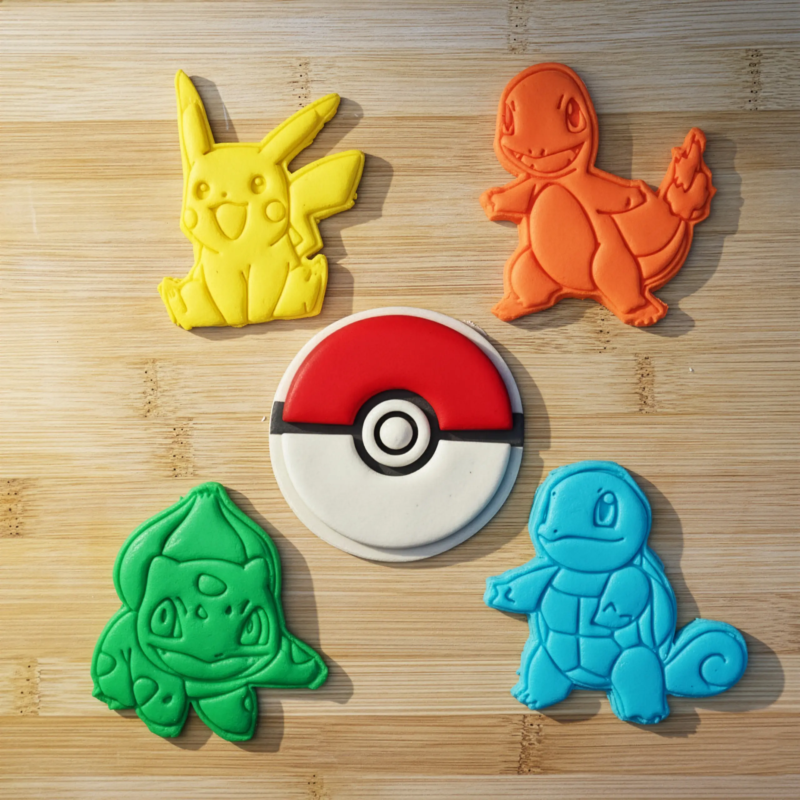 Pokemon ve Pokeball Oyun Hamuru Kalıbı-Kesici Seti 5 Parça