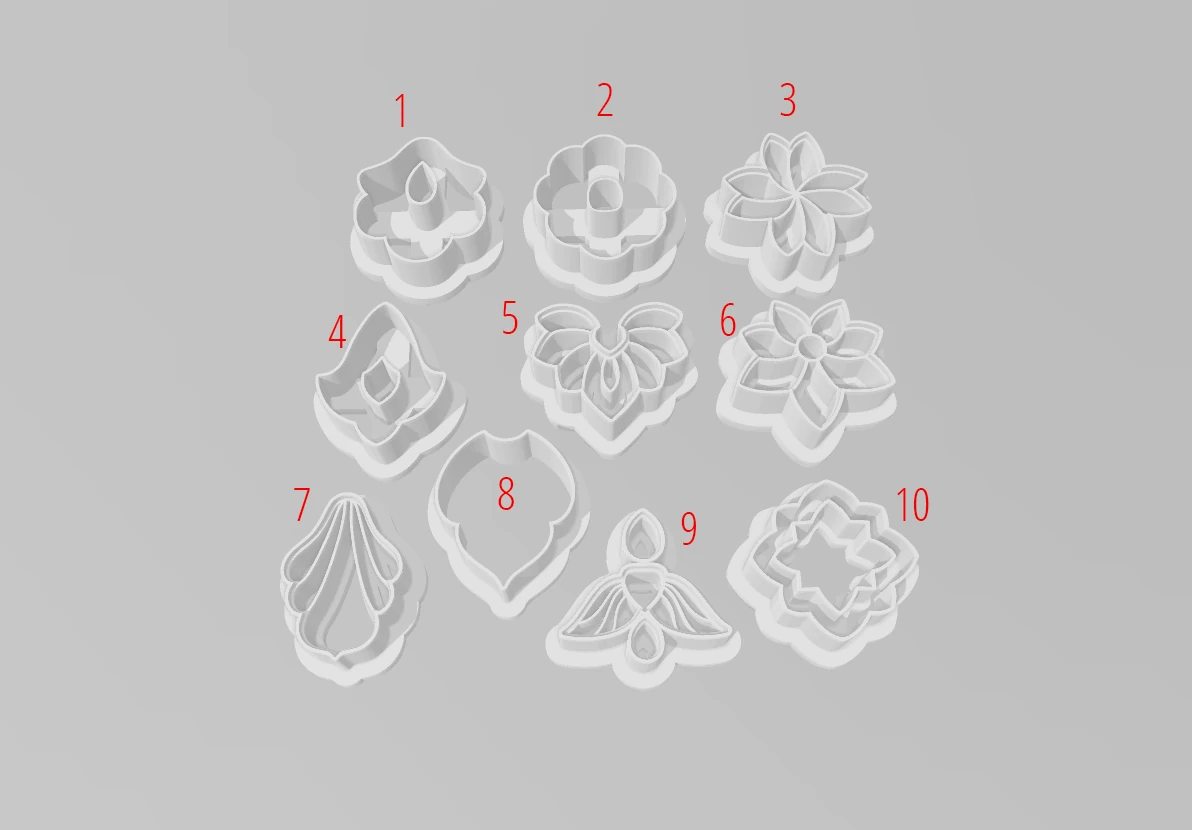 Çiçek Motifleri Polimer Kil Küpe Kesici Seti – 10 Parça