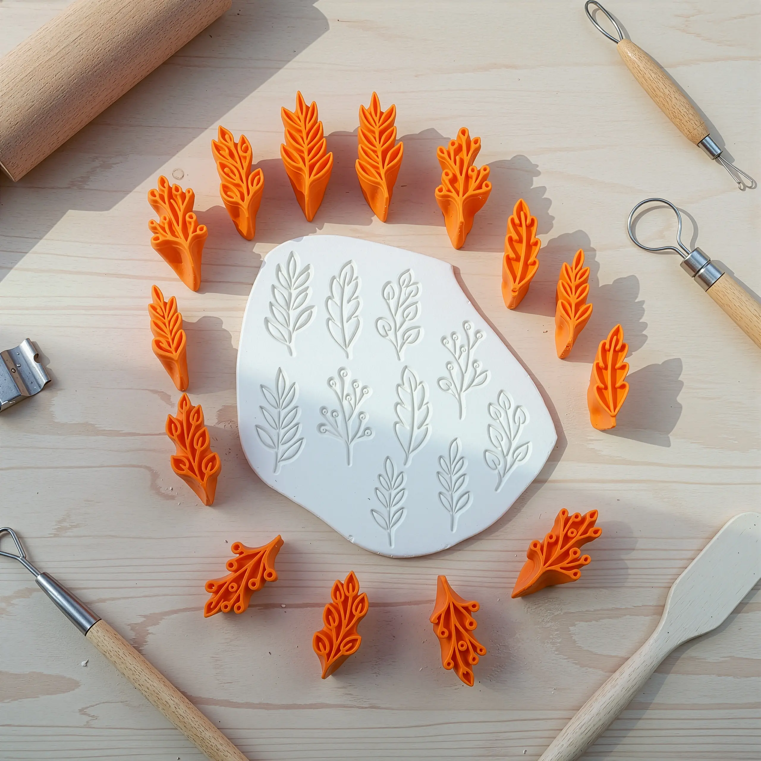 Floral Yaprak Desen Damga Seti - 10 Parça