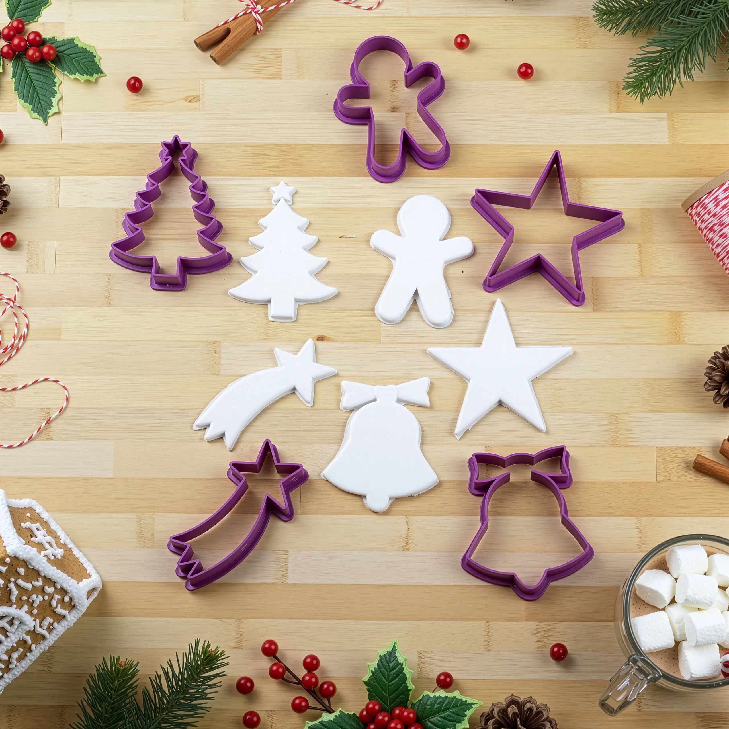 Yılbaşı Temalı Kurabiye Kalıpları (5 Parça 7-8 cm)