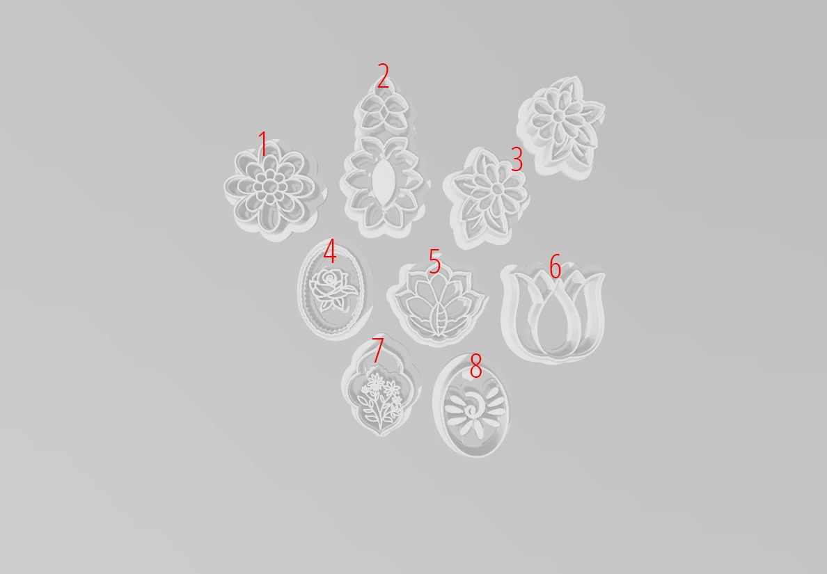 Çiçek & Botanik Bahçe Polimer Kil Kesici Seti - 8 Parça