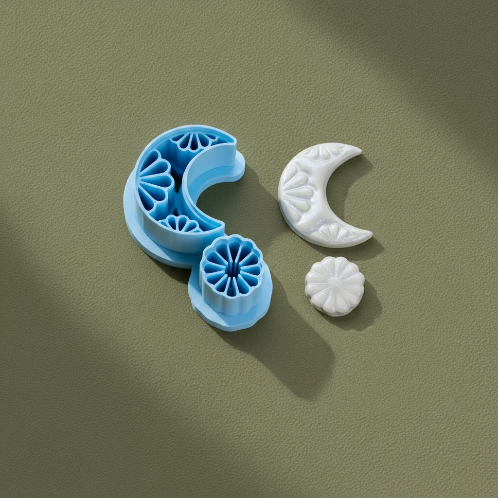 Desenli Ay ve Çiçek Formlu