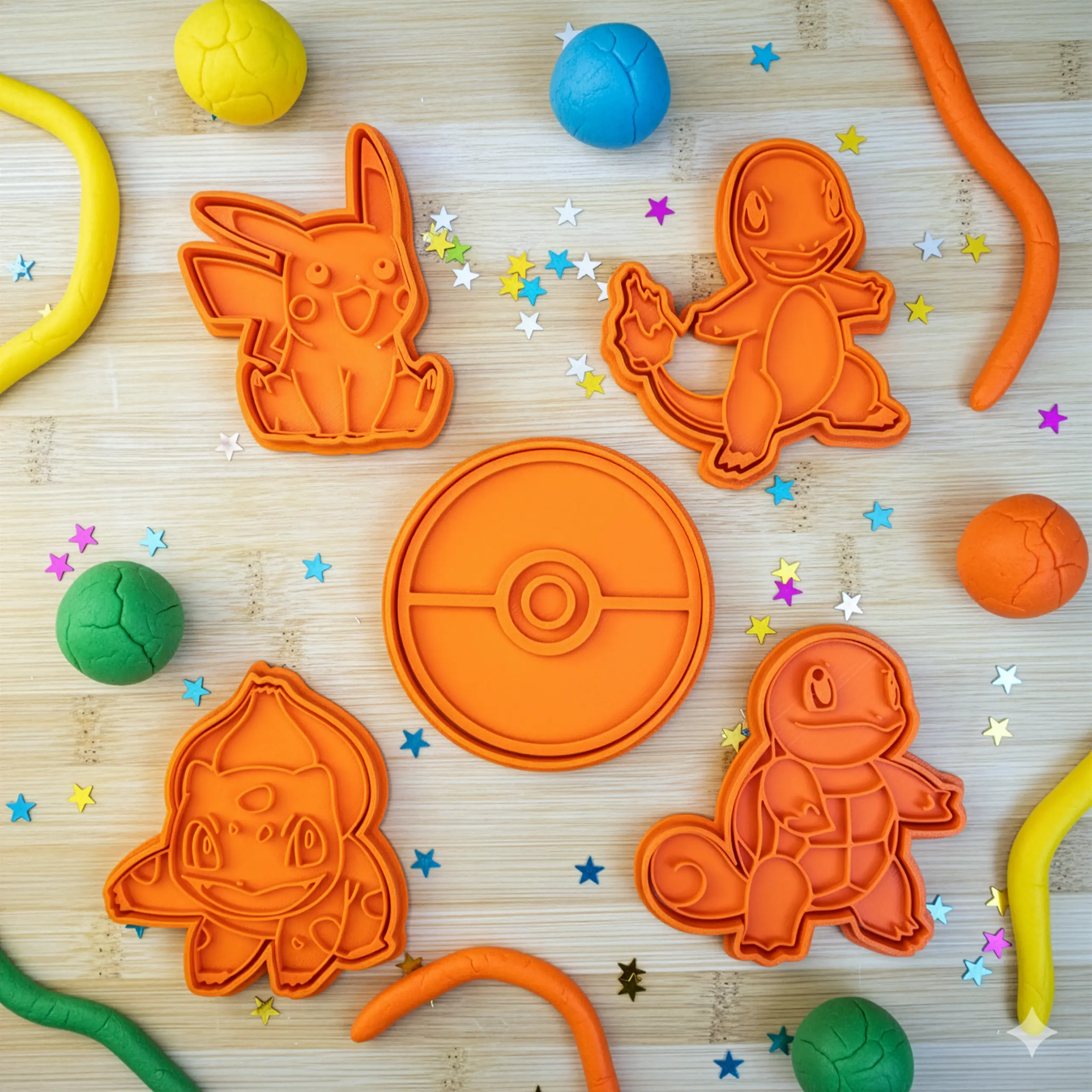 Pokemon ve Pokeball Oyun Hamuru Kalıbı-Kesici Seti 5 Parça