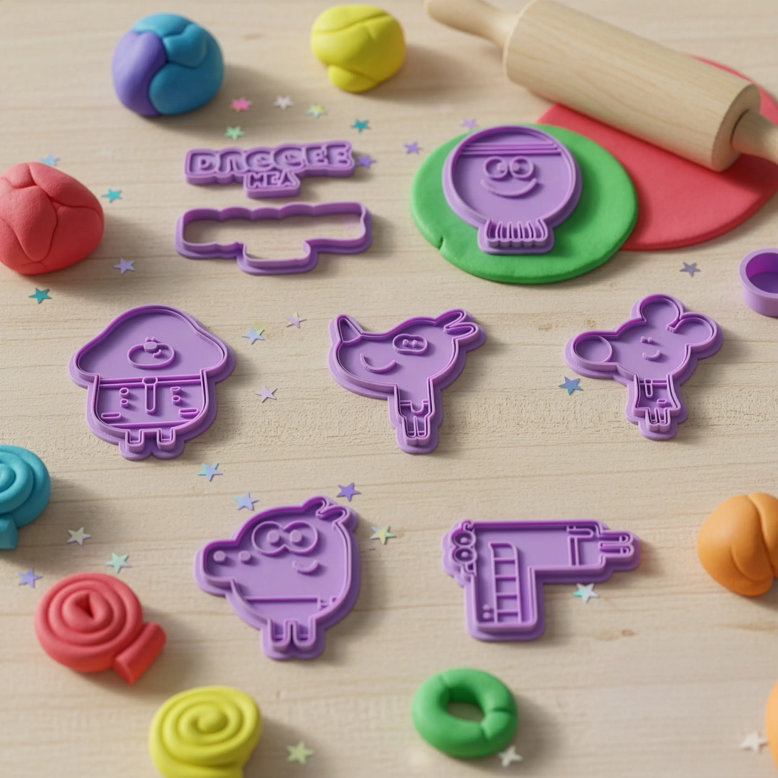 Hey Dugge ve Oyun Arkadaşları - Oyun Hamuru Kalıp Seti 7 Parça