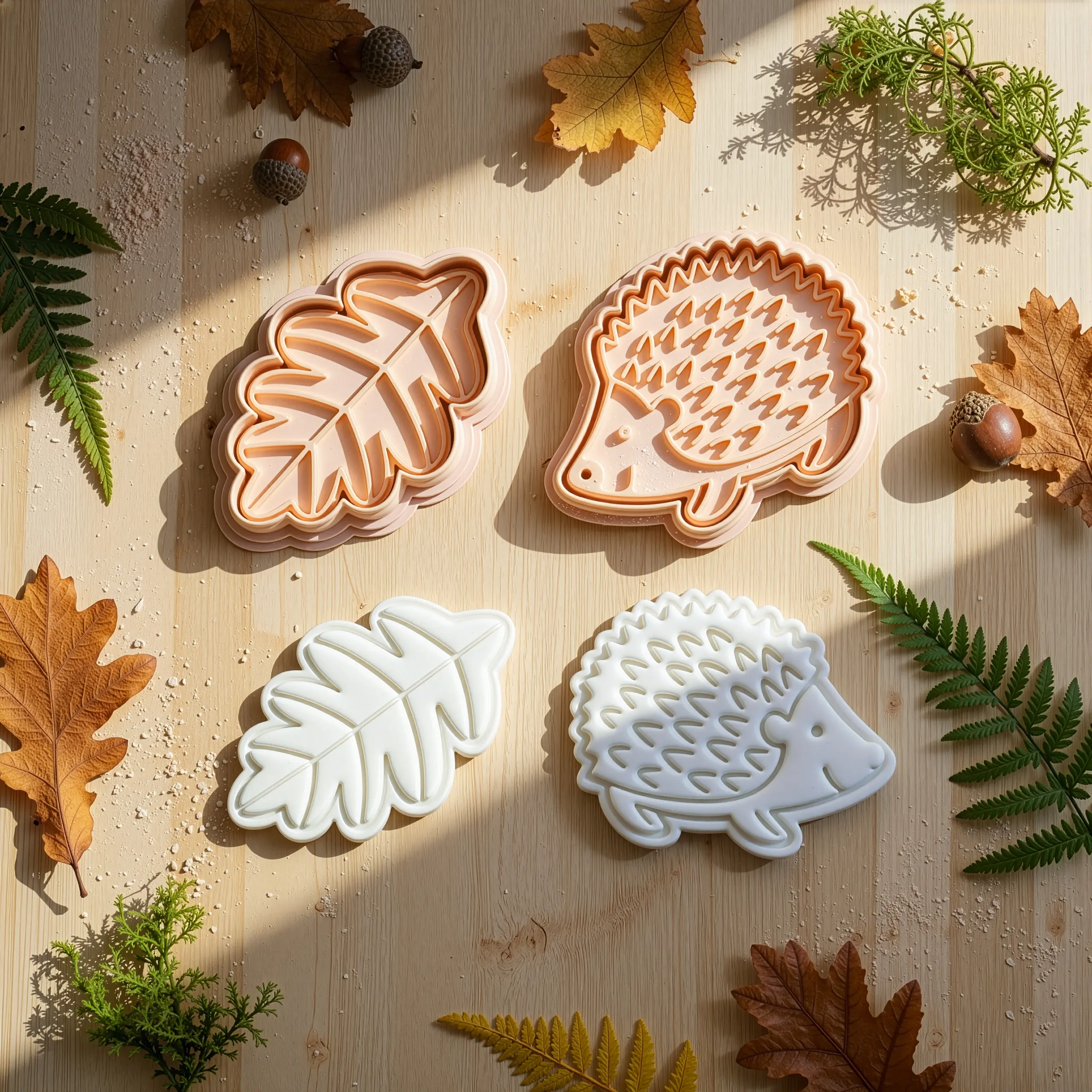 Orman Kirpisi & Meşe Yaprağı Kurabiye Seti (2 Parça 8-9 cm)