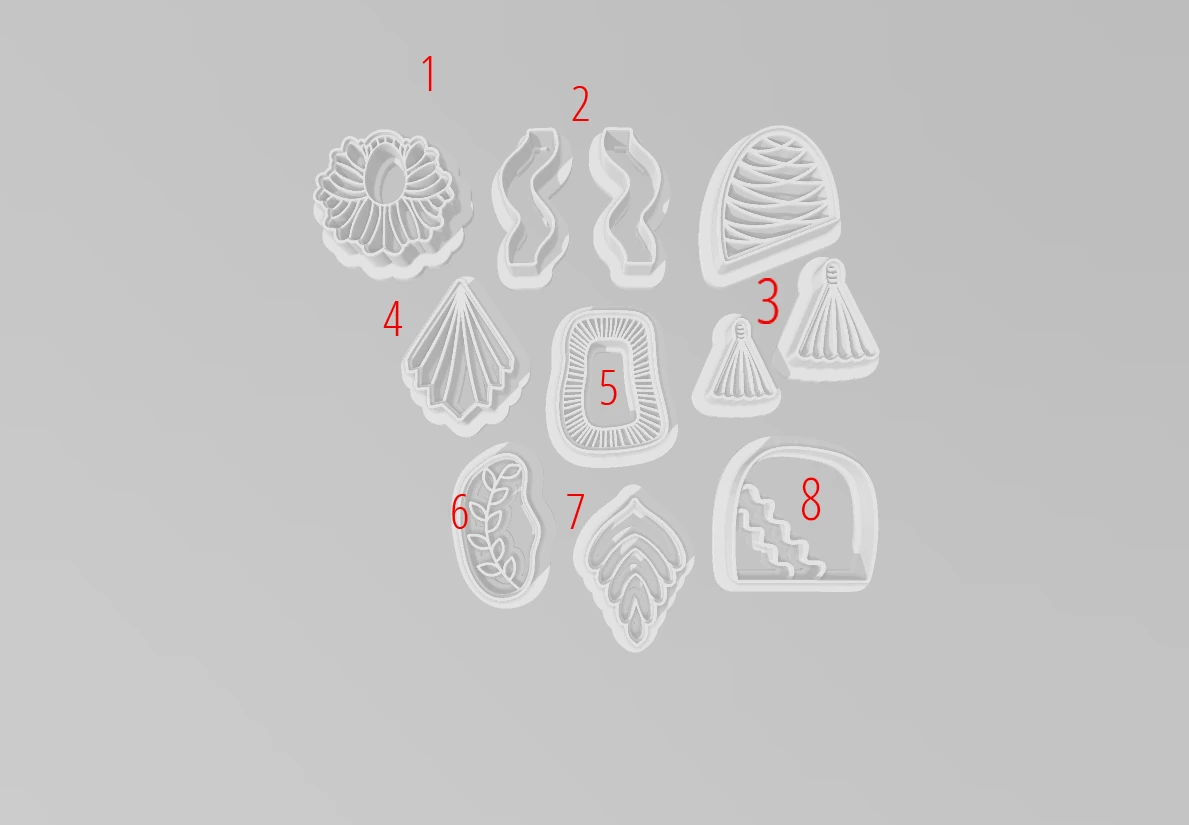 Boho Tribal Desenler Polimer Kil Küpe Kesici Seti - 8 Parça