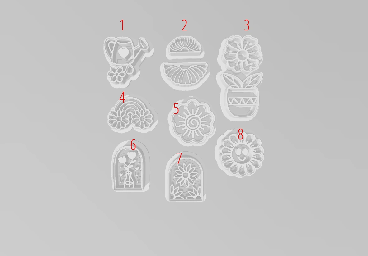 Bahçe Neşesi Çiçek Polimer Kil Kesici Seti - 8 Parça