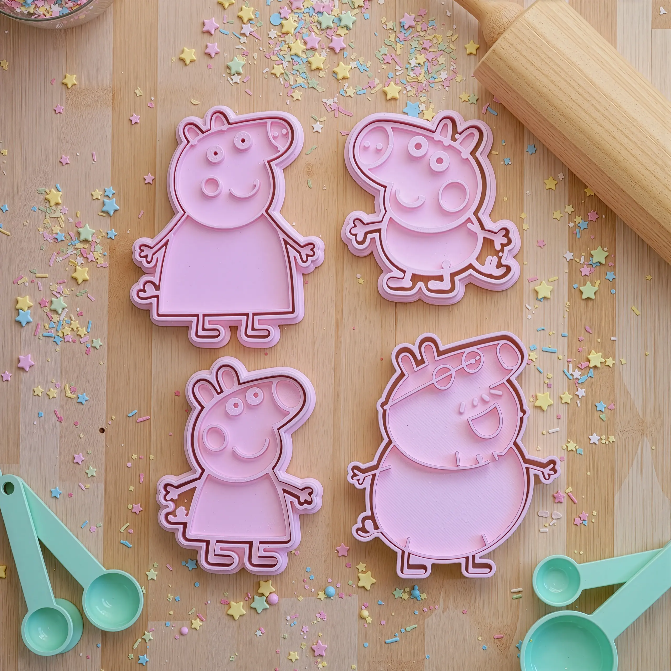 Sevimli Domuzcuk Ailesi Kurabiye Kalıp Seti (4 Parça 7-8 cm)