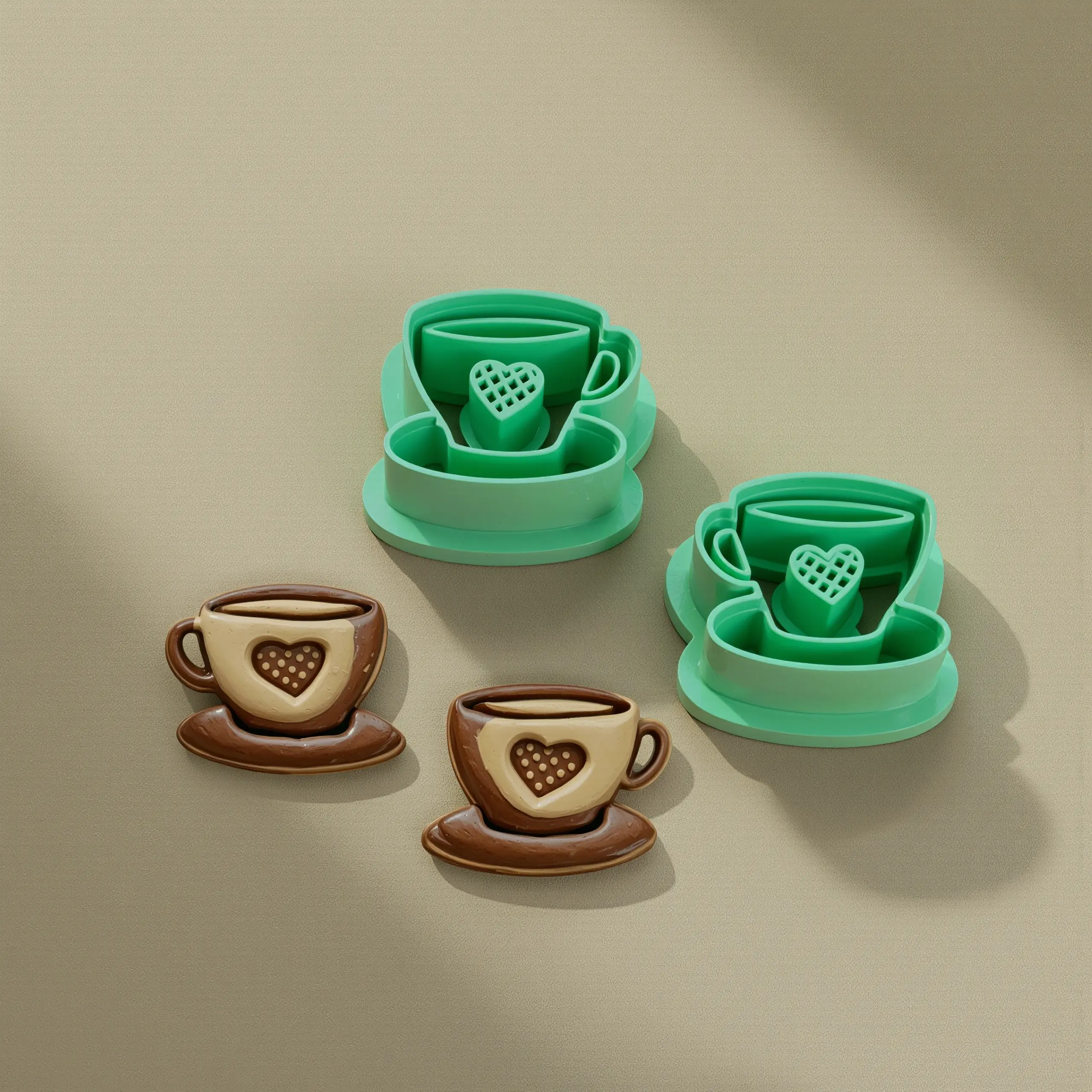 Kalpli Çay Fincanlı Form Kesici (Ayna Çift)