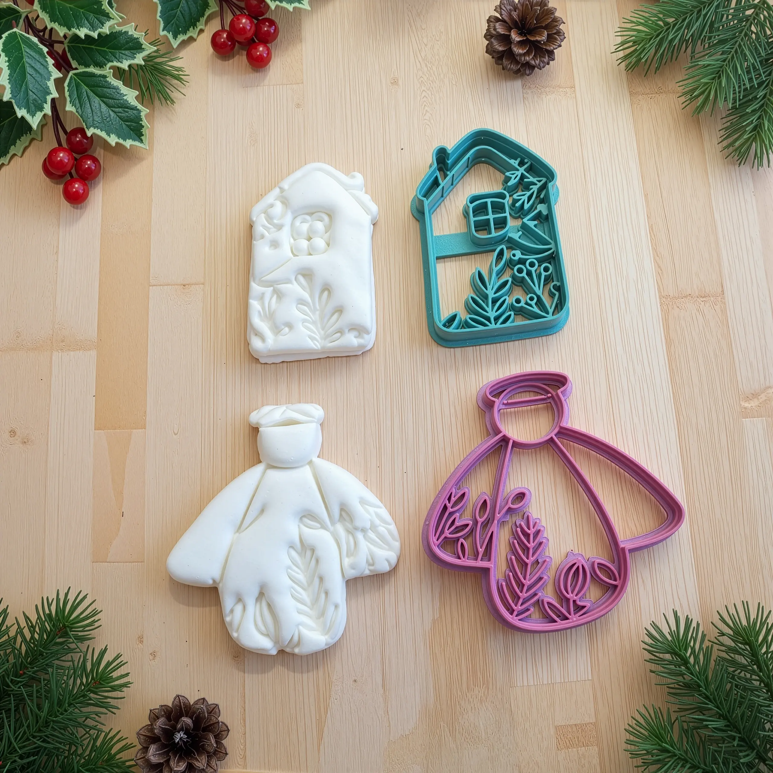 Melek & Kuş Evi Yılbaşı Kurabiye Seti (2 Parça 8-9 cm)