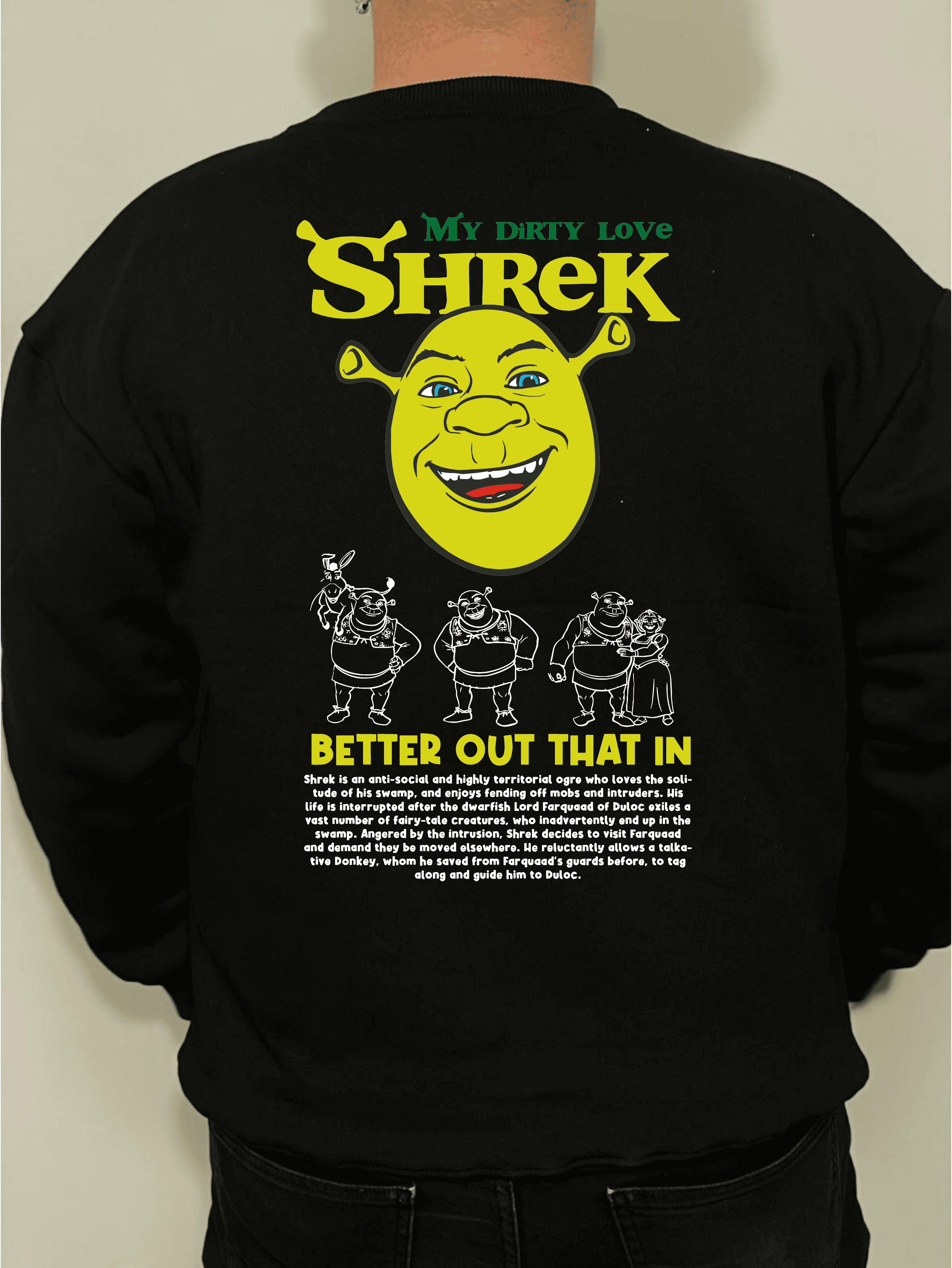 SHREK FİGÜRLÜ BASKILI 3 İPLİK ŞARDONLU  SEVGİLİ SWEATSHİRT TEK ÜRÜN