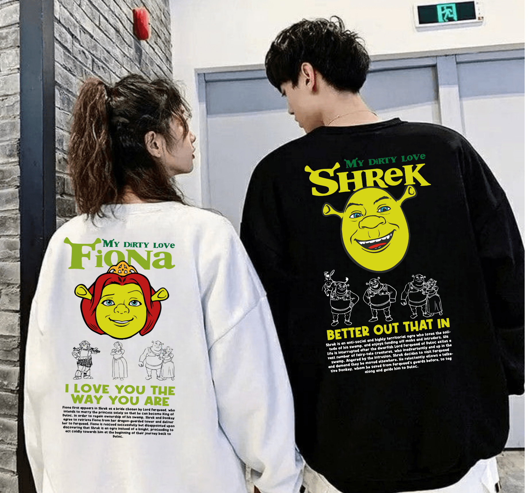 SHREK FİGÜRLÜ BASKILI 3 İPLİK ŞARDONLU  SEVGİLİ SWEATSHİRT TEK ÜRÜN