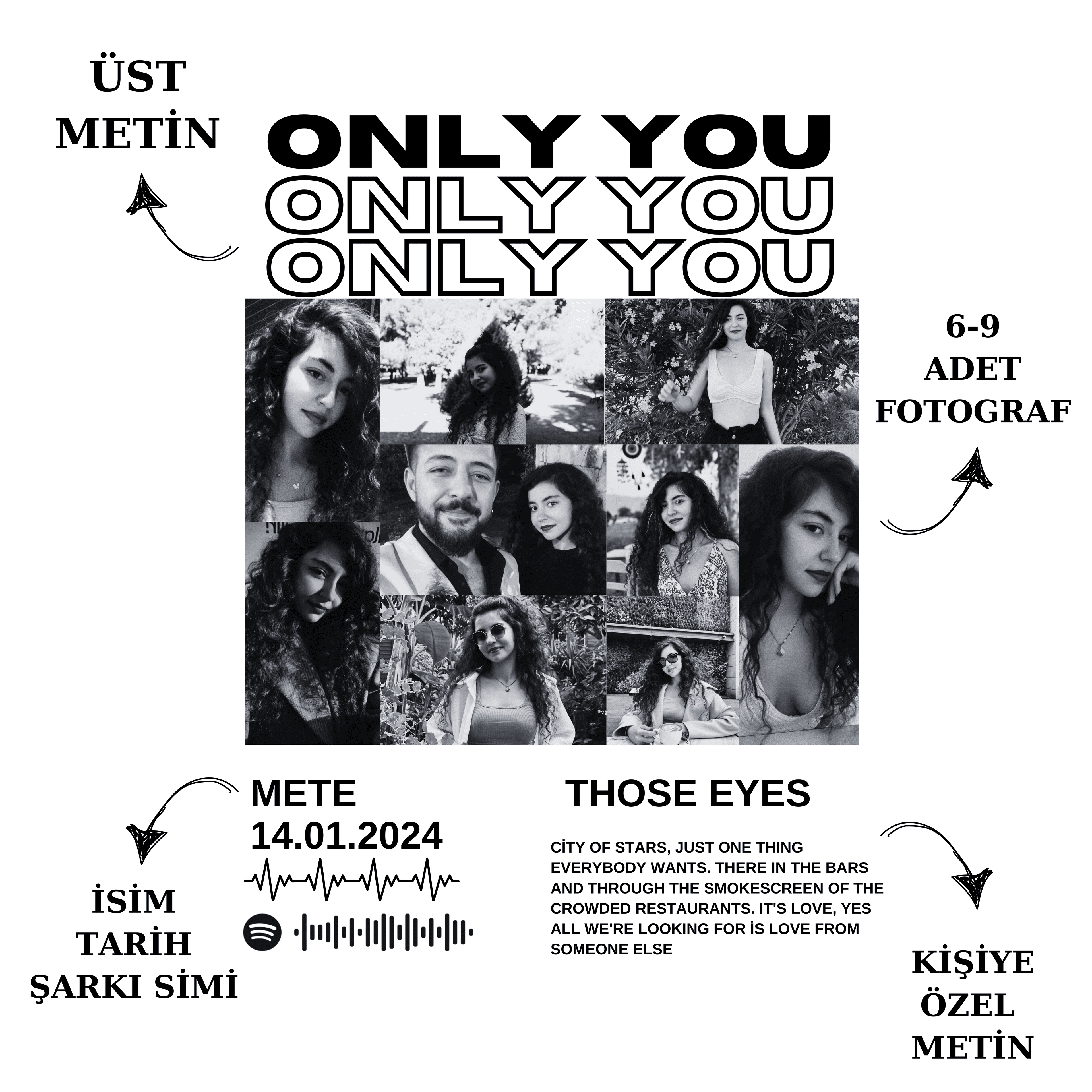 Only You Kişiye Özel Tasarım 3 İplik Şardonlu Oversize Sweatshirt