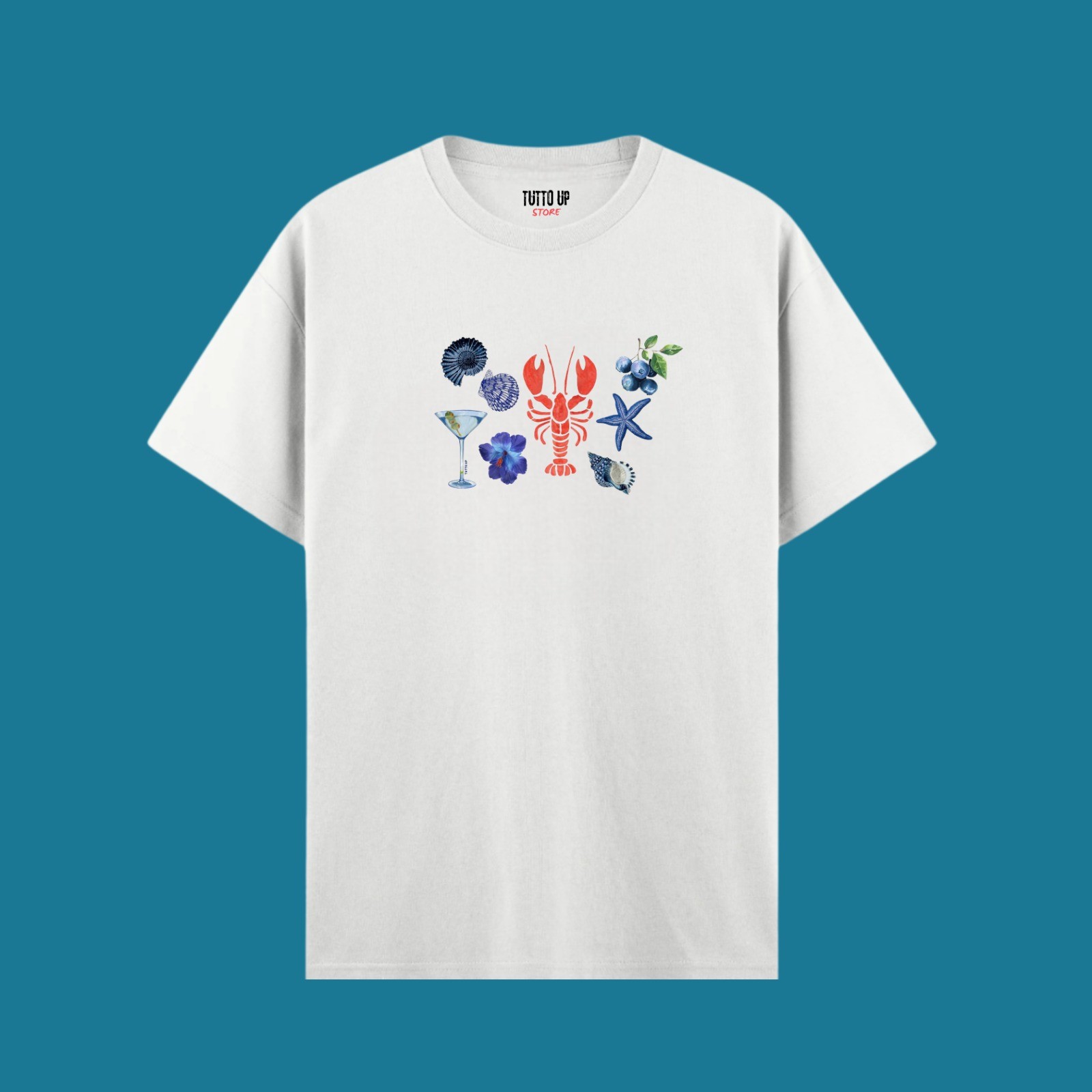  Sea Bloom Vibe Penye Kalite %100 Pamuklu Relax Kalıp T-Shirt