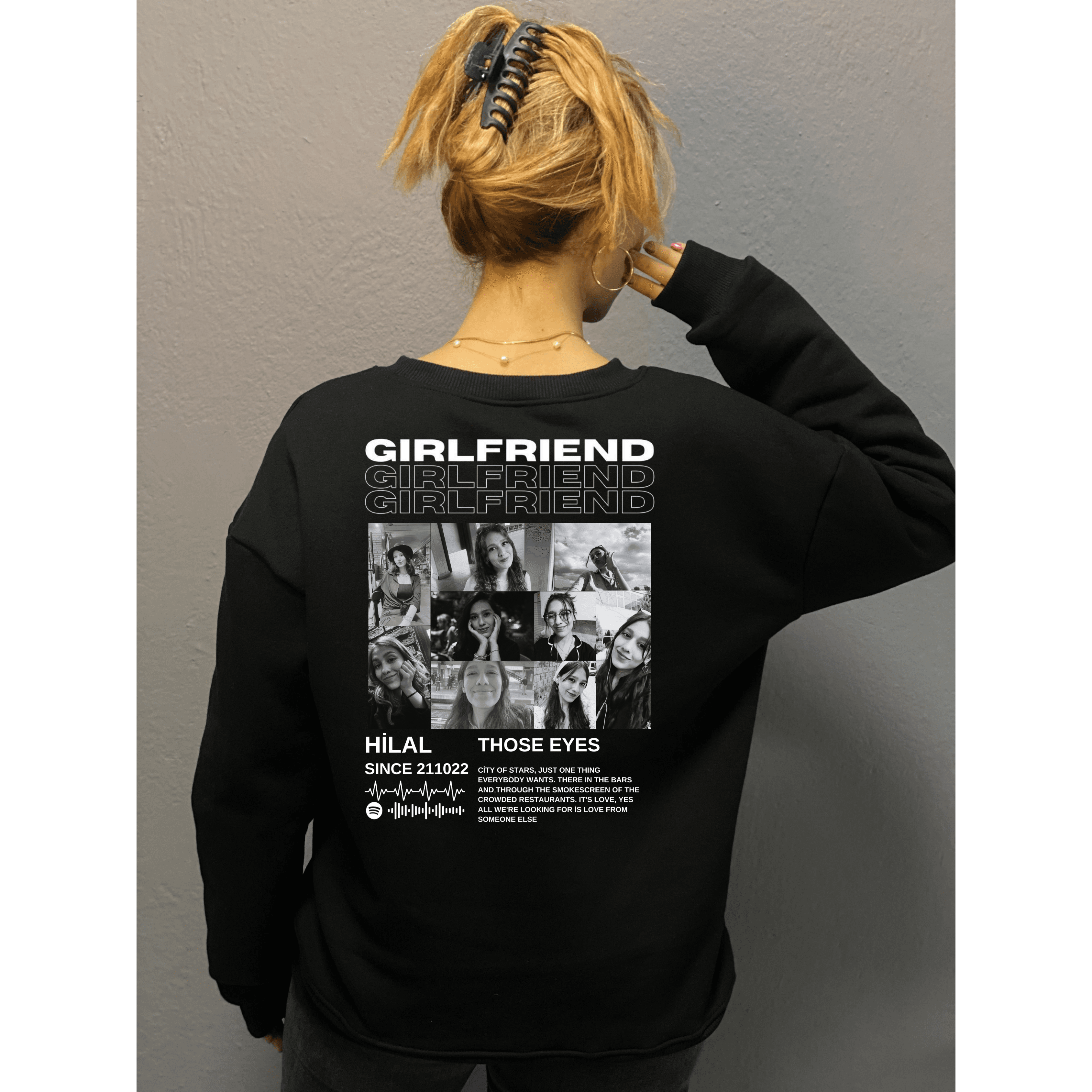 Girlfriend & Boyfriend Kişiye Özel Tasarım 3 İplik Şardonlu Oversize Sweatshirt