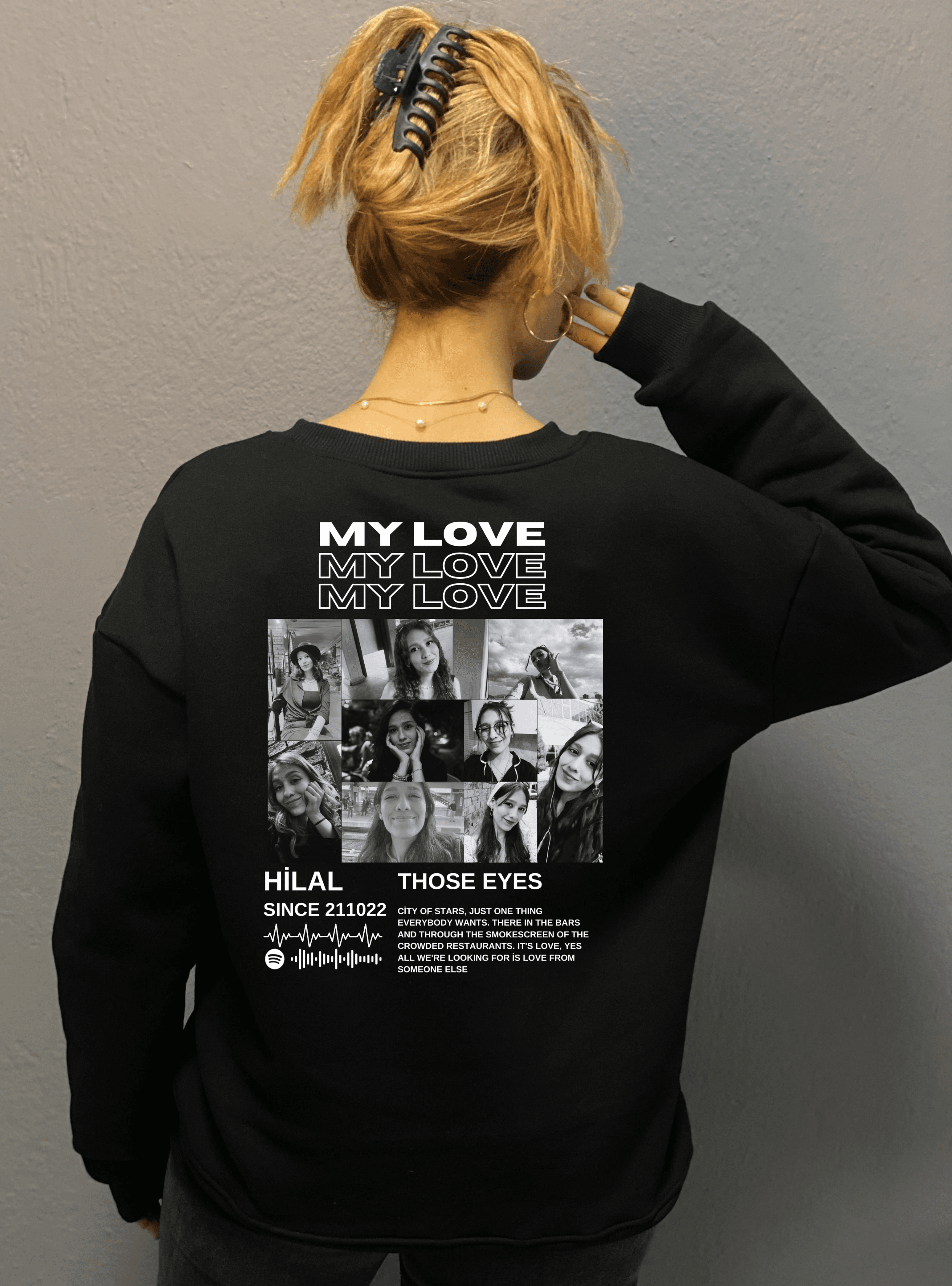 My Love Kişiye Özel Tasarım 3 İplik Şardonlu Oversize Sweatshirt