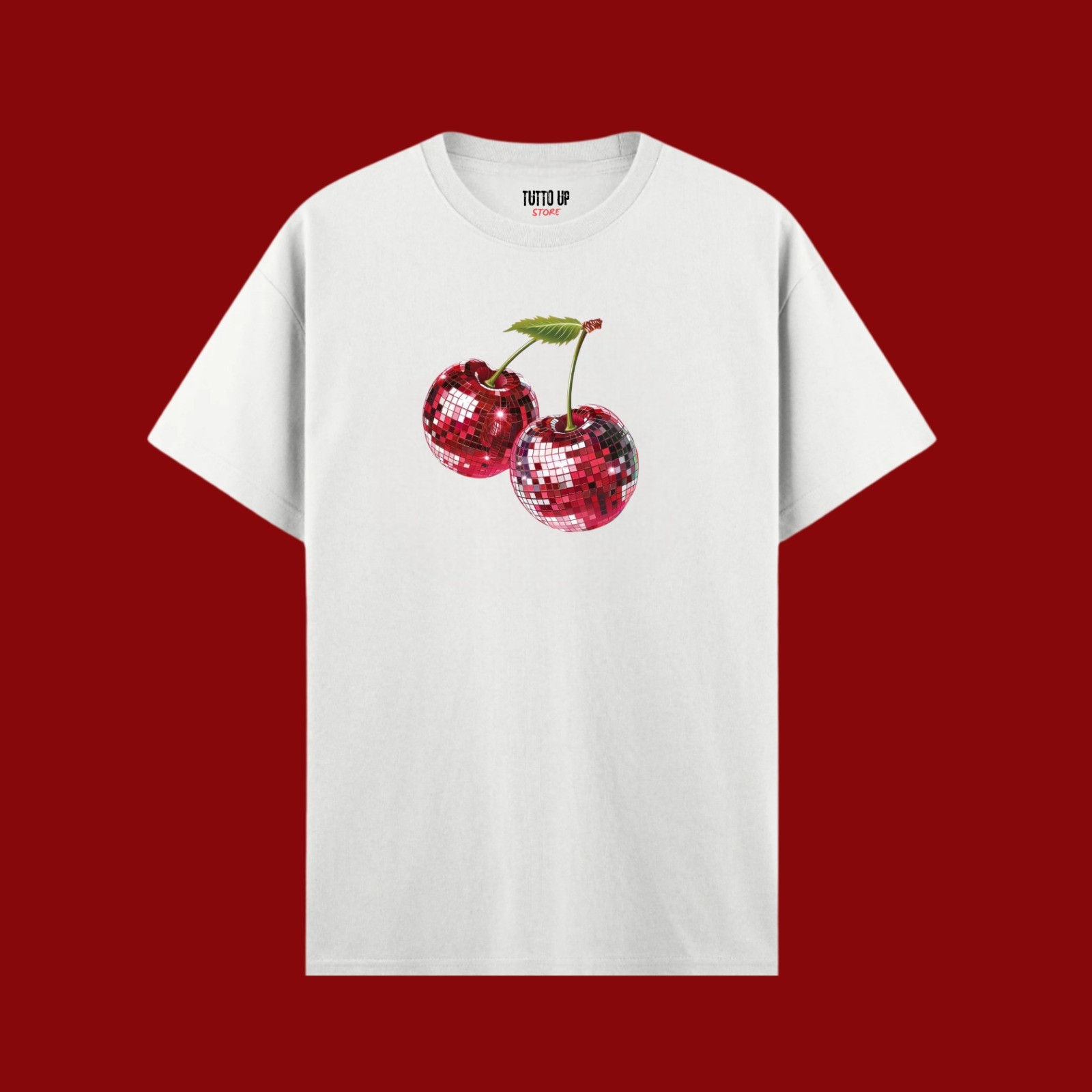 Disco Cherry Penye Kalite %100 Pamuklu Relax Kalıp T-Shirt